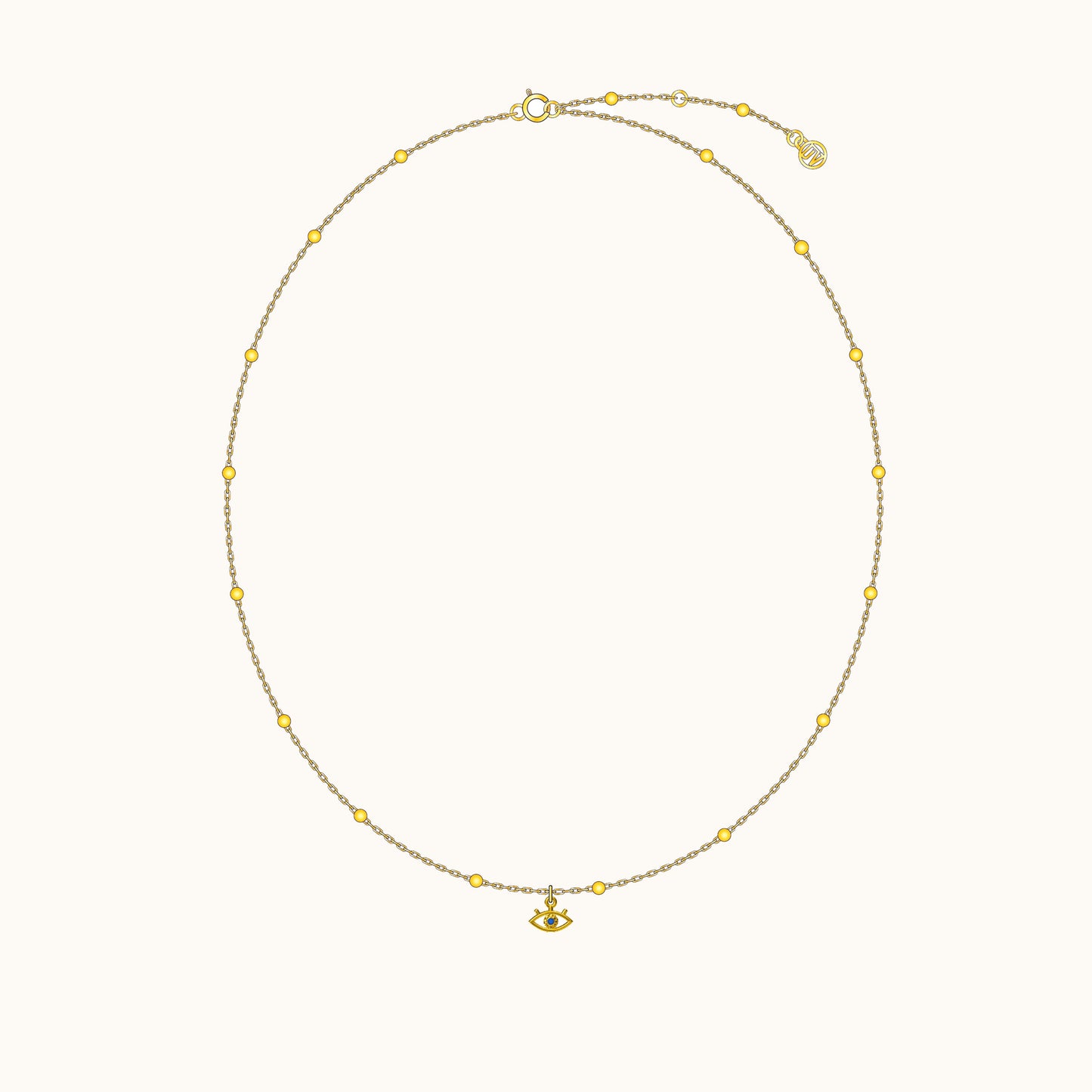 Petite Blue Eye Pendant Gold Stacking Chain Evil Eye Bead Necklace by Doviana