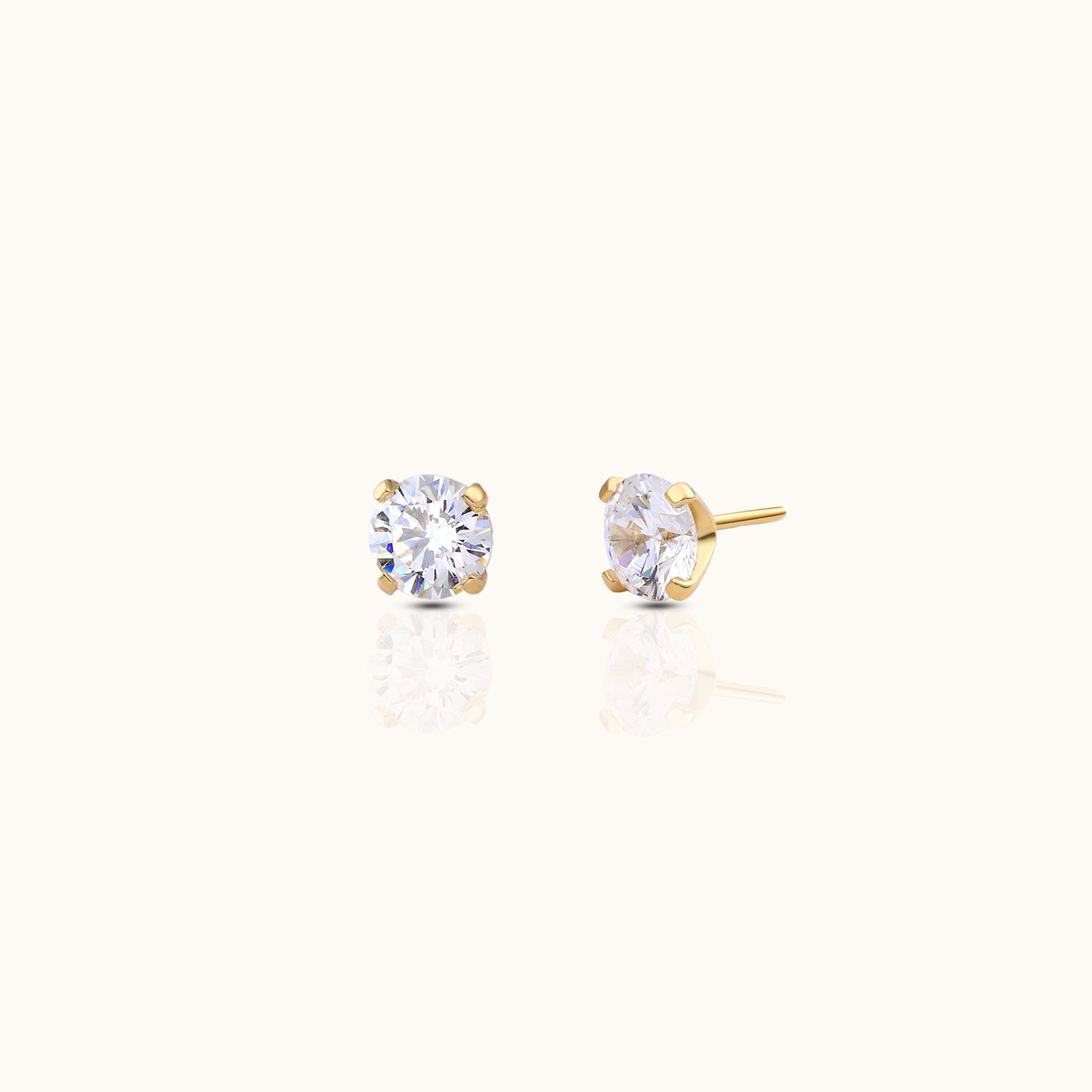 14K Solid Gold 2mm CZ Threadless Labret Flat Back Nap Earring by Doviana