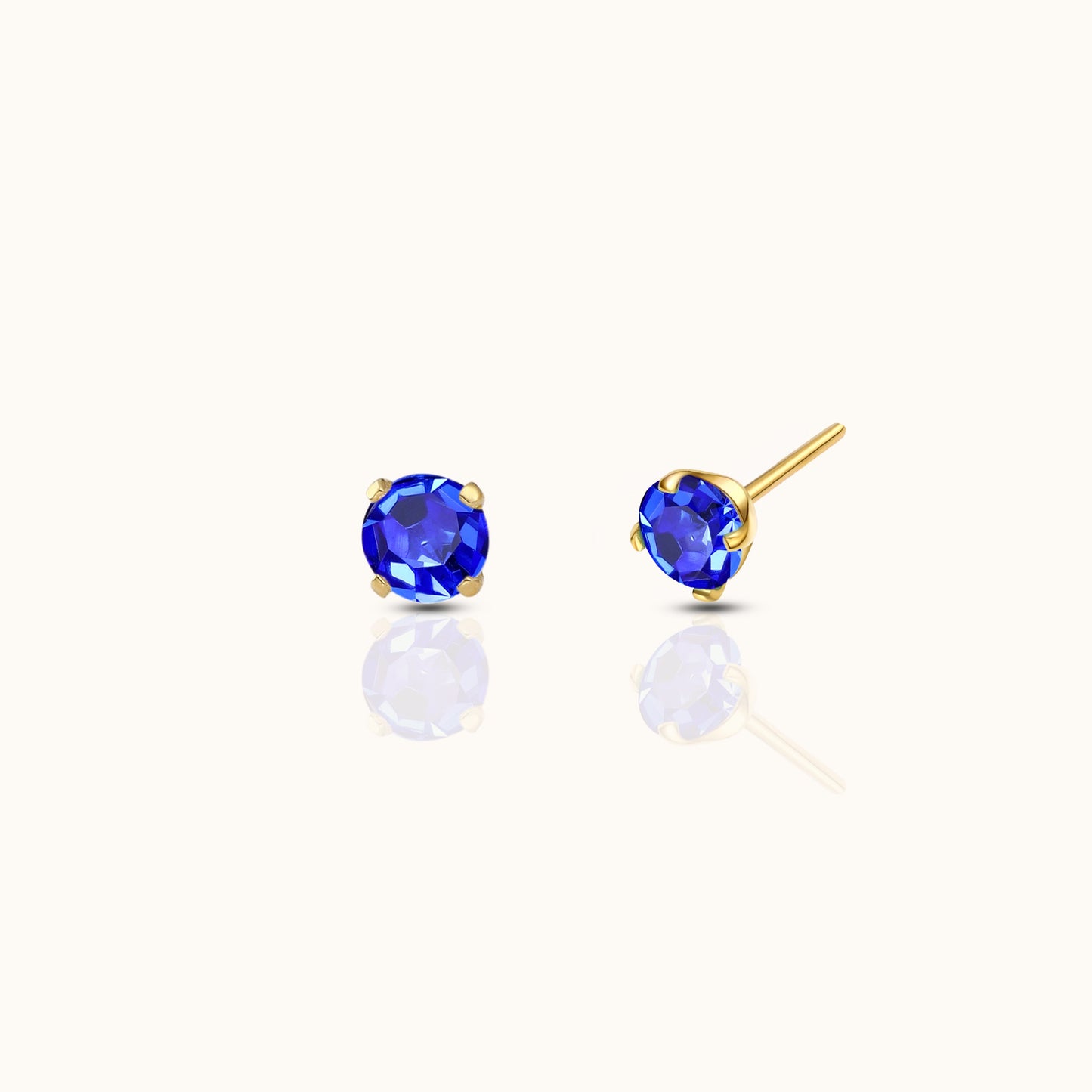 14K Solid Gold 2mm Midnight Blue CZ Threadless Labret Flat Back Earring