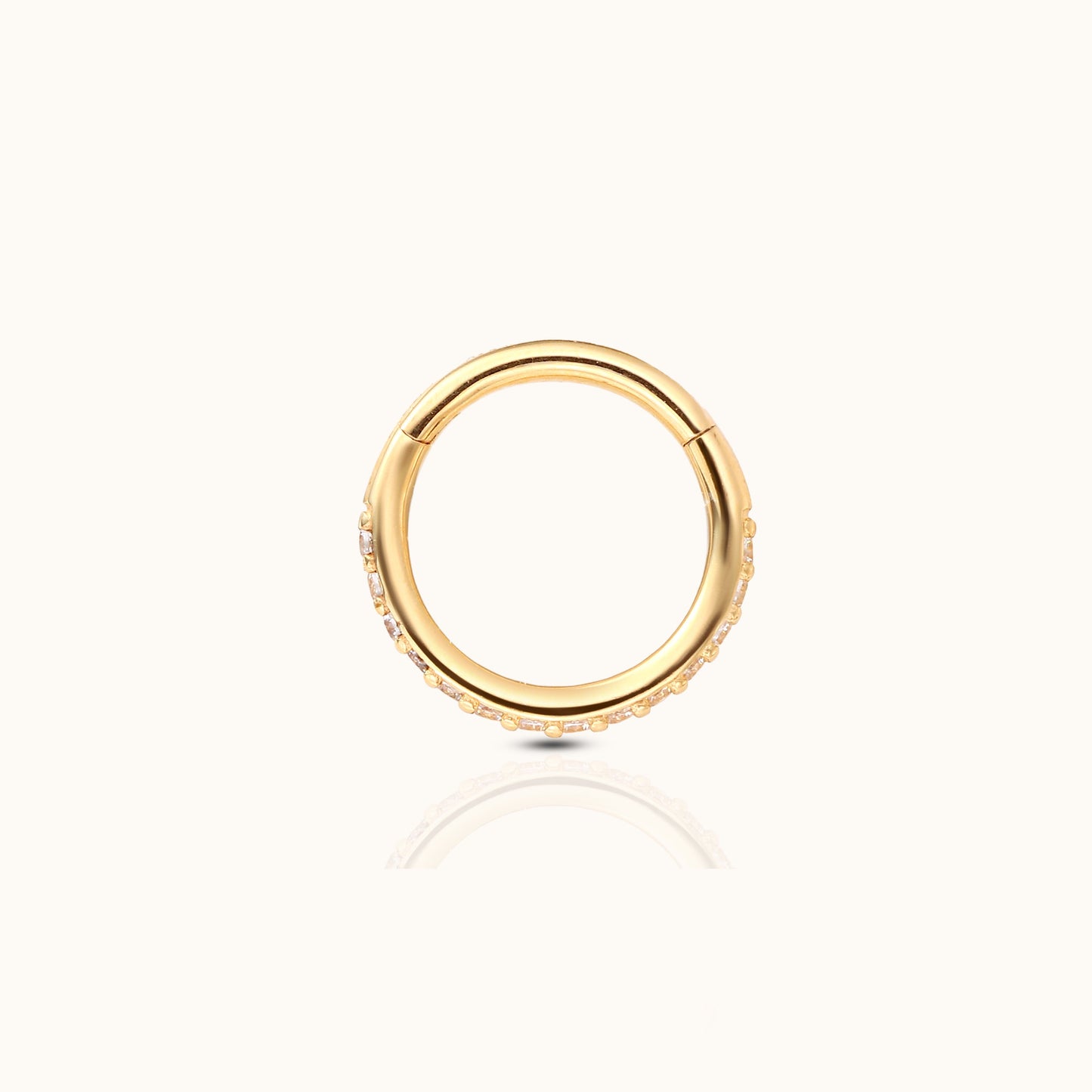 Classic 14K Solid Gold CZ Clicker Nap Hoop Earring by Doviana