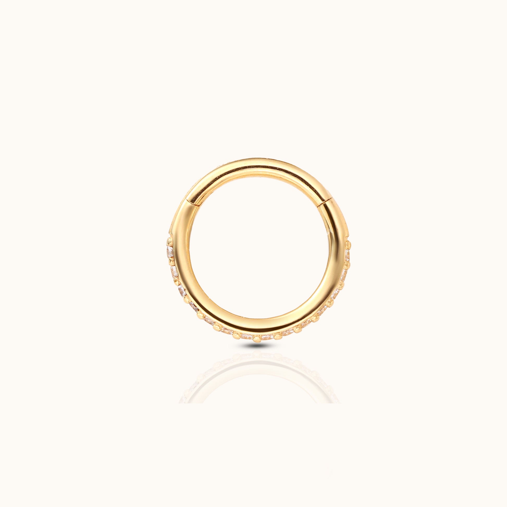 Classic 14K Solid Gold CZ Clicker Nap Hoop Earring by Doviana