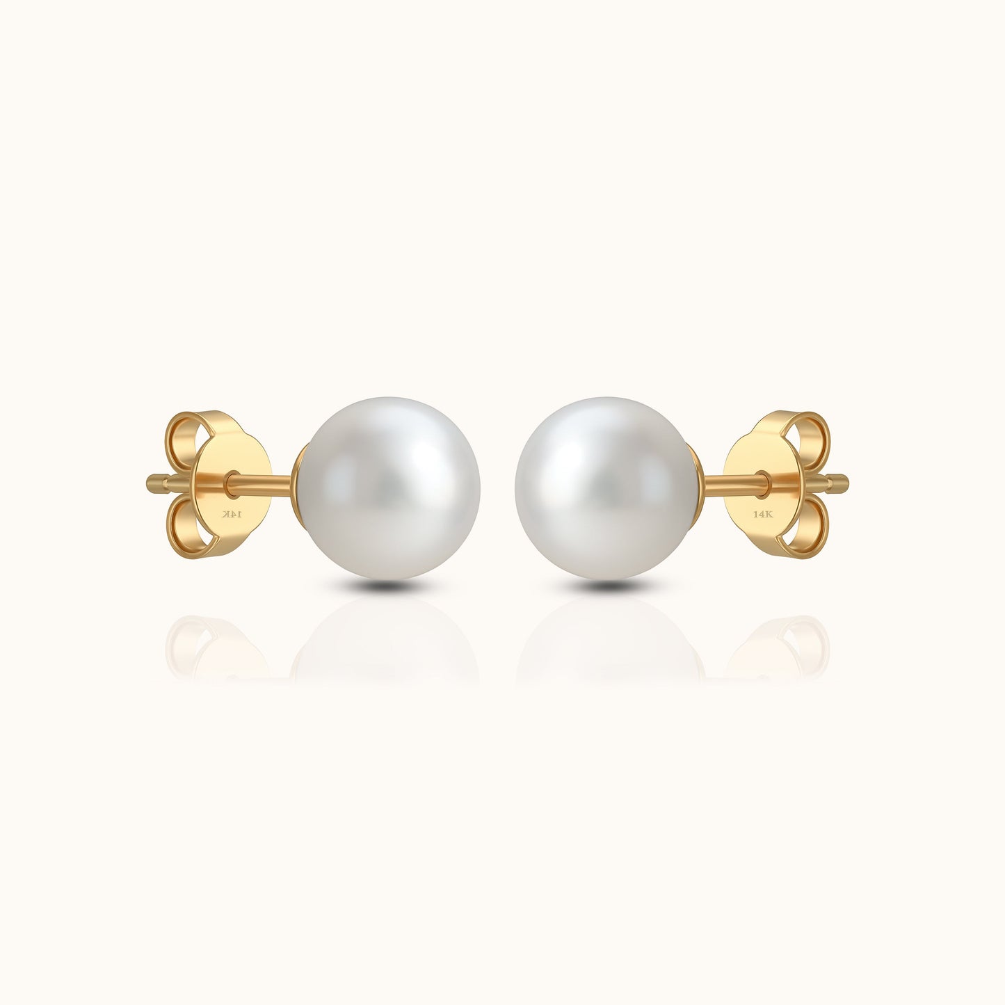 14K Solid Gold Ever Grace 6mm Akoya Pearl Stud Earrings by Doviana