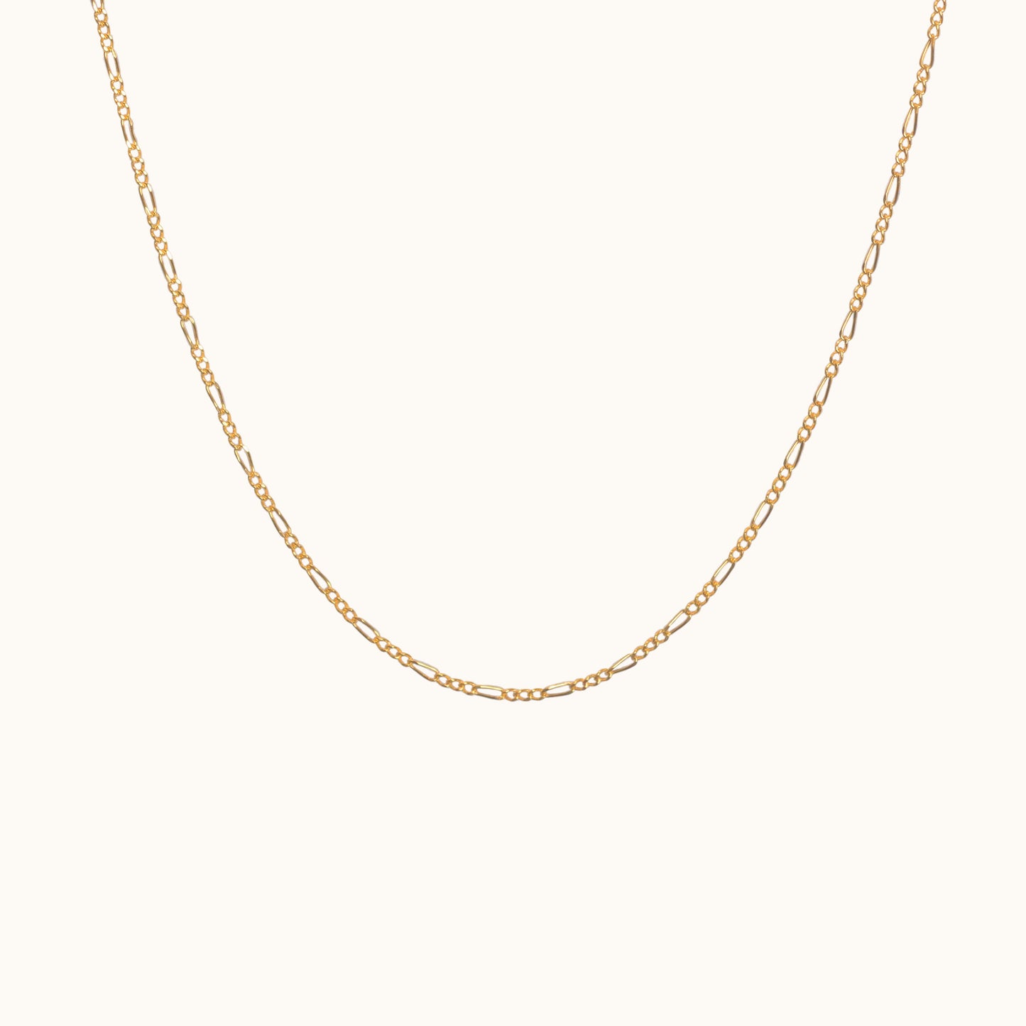 14K Solid Gold Figaro Link Flat Chain Necklace by Doviana