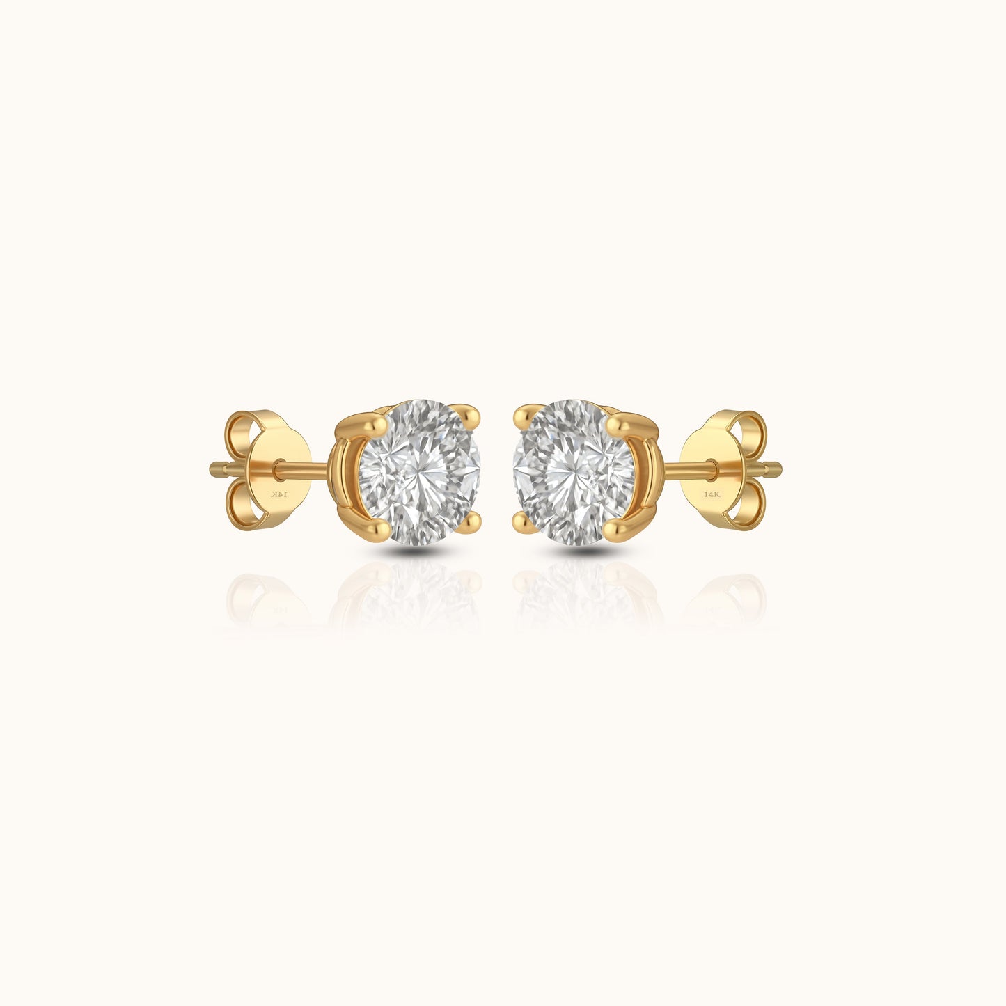 14K Solid Gold First Light 4mm Diamond Stud Earrings by Doviana
