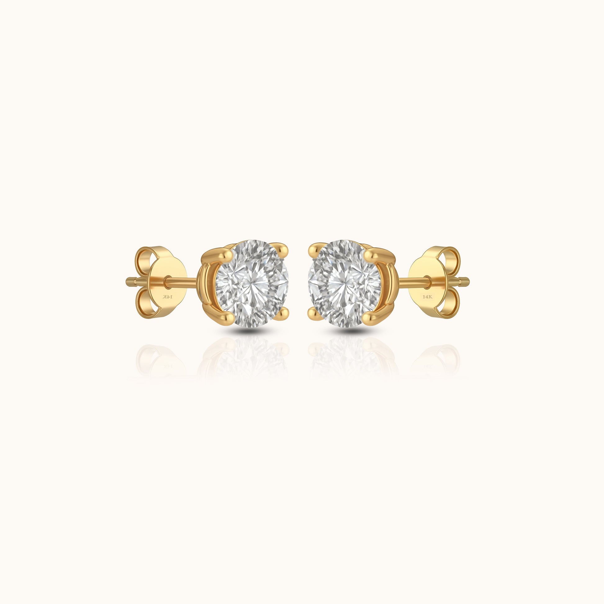 14K Solid Gold First Light 4mm Diamond Stud Earrings by Doviana