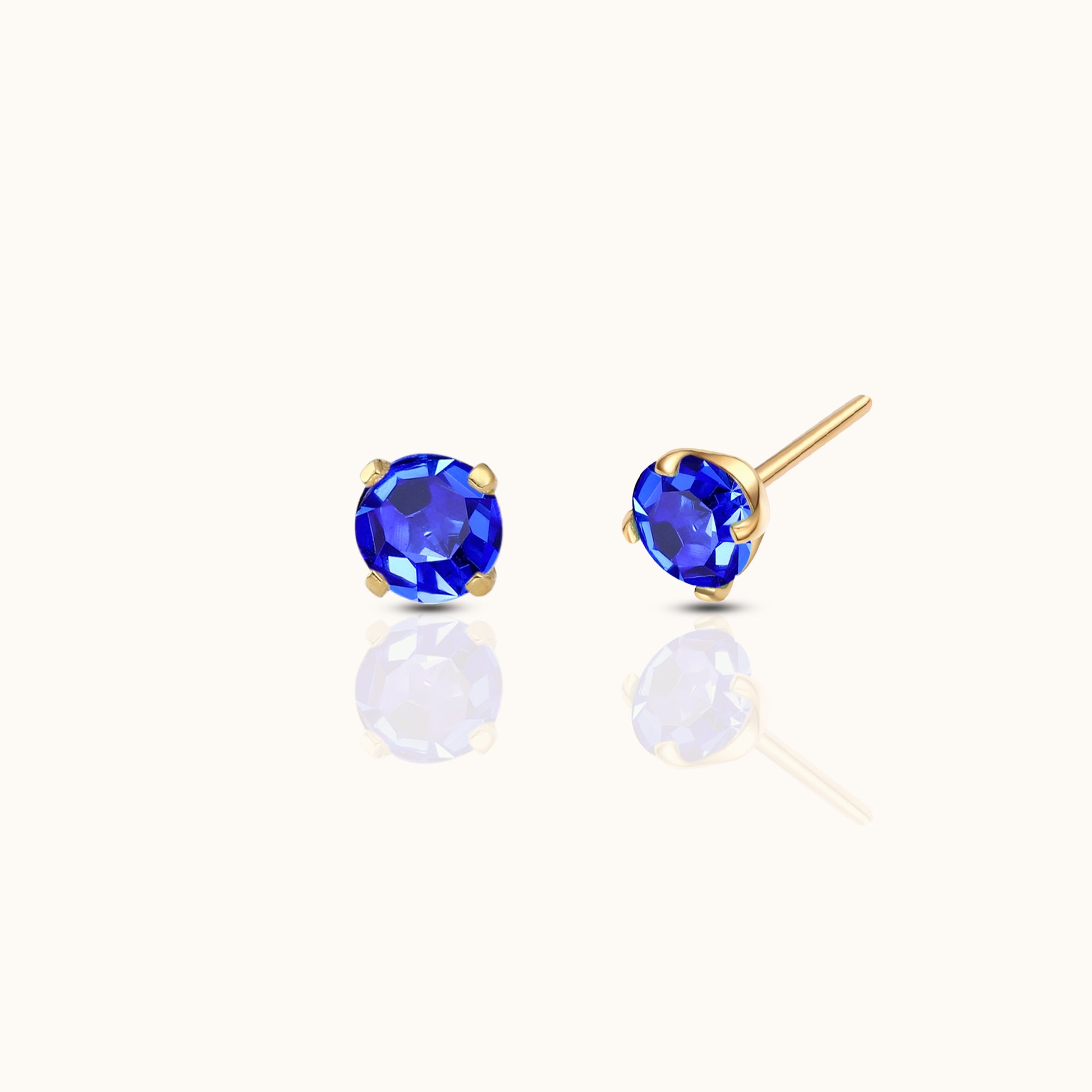 14K Solid Gold 3mm Midnight Blue CZ Threadless Labret Flat Back Nap Earring by Doviana