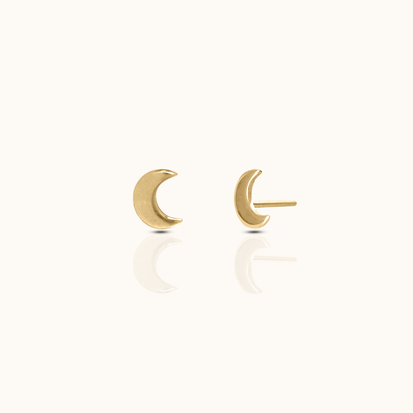 14K Solid Gold Moon Threadless Labret Flat Back Nap Earring