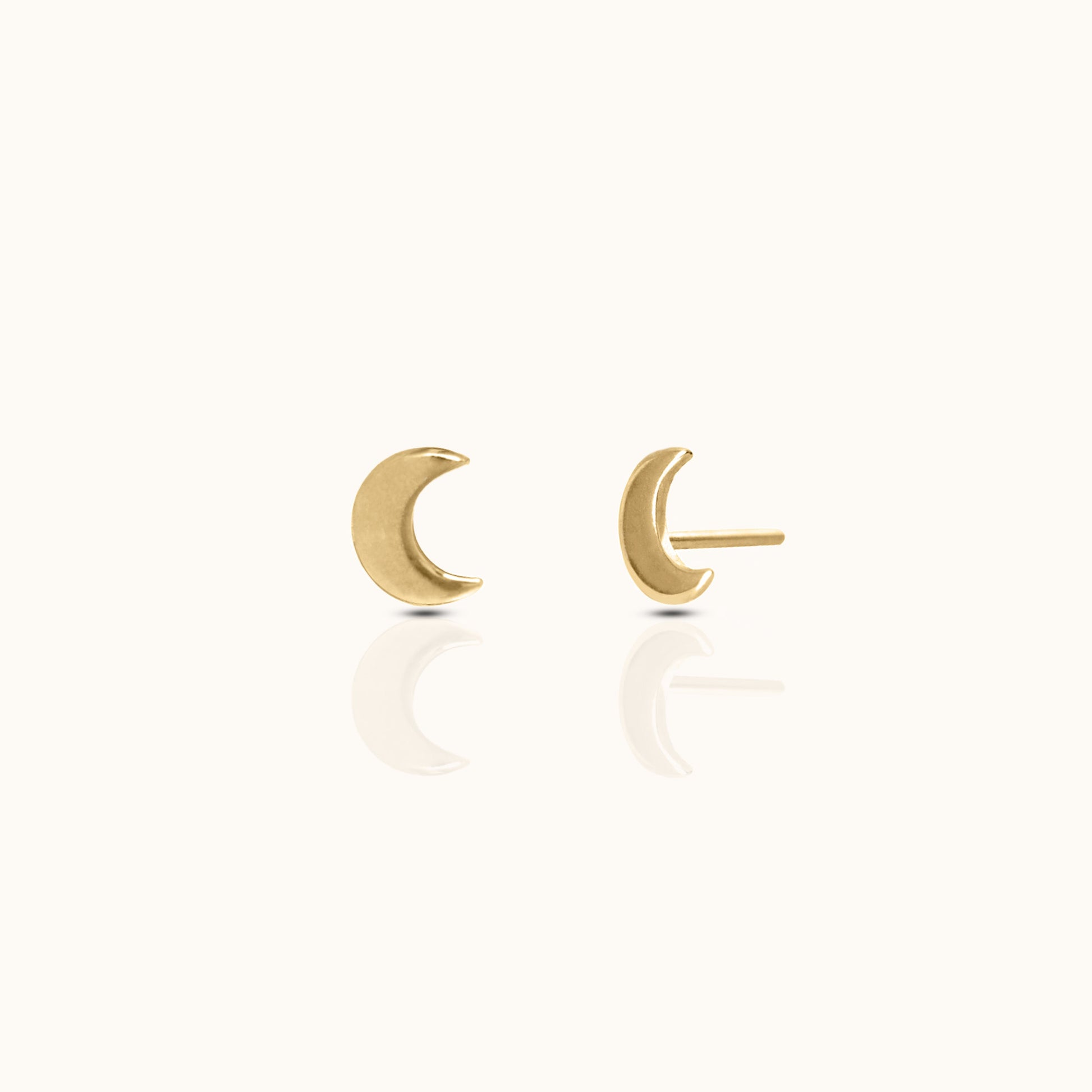 14K Solid Gold Moon Threadless Labret Flat Back Nap Earring