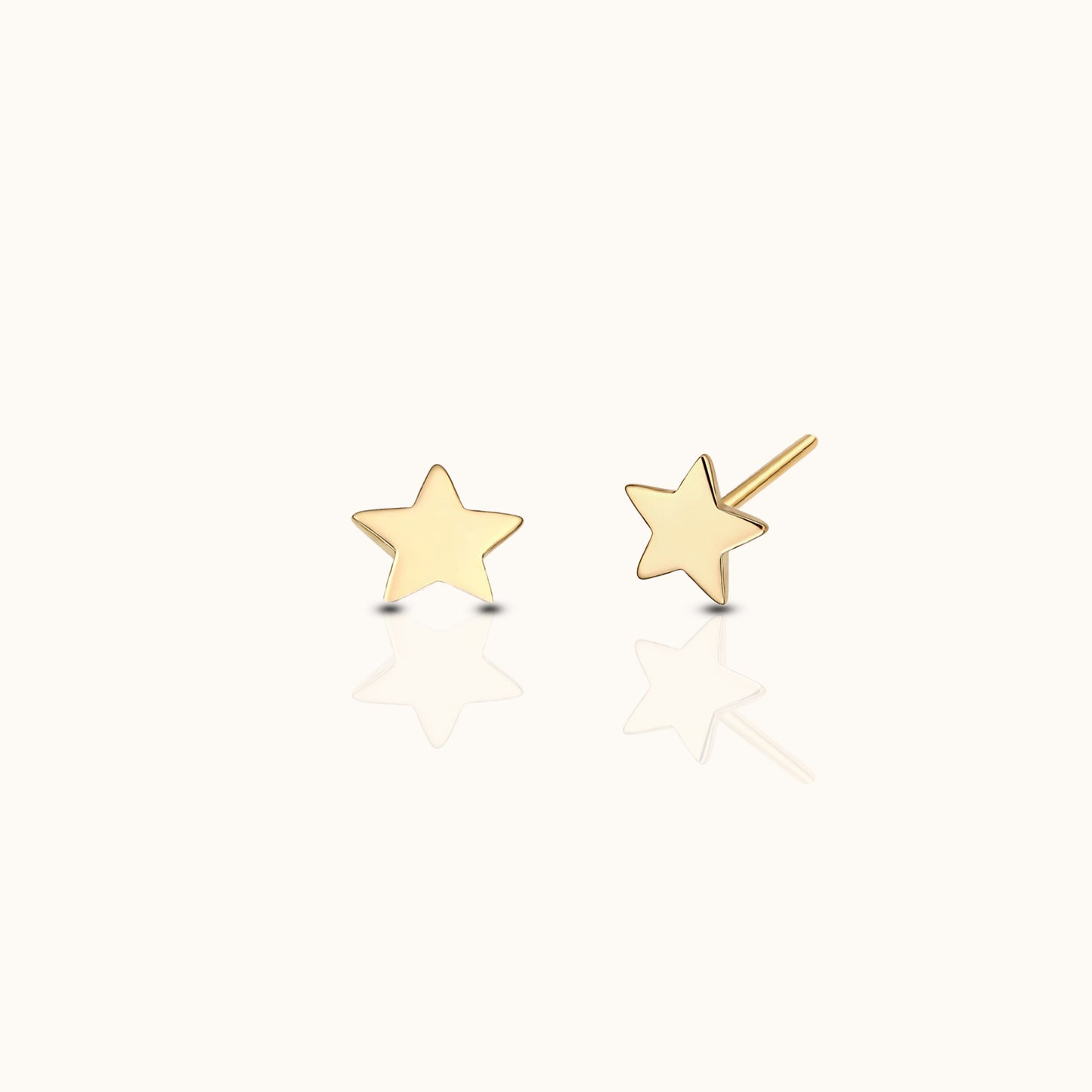 14K Solid Gold Petite Star Celestial Threadless Labret Flat Back Nap Earring by Doviana