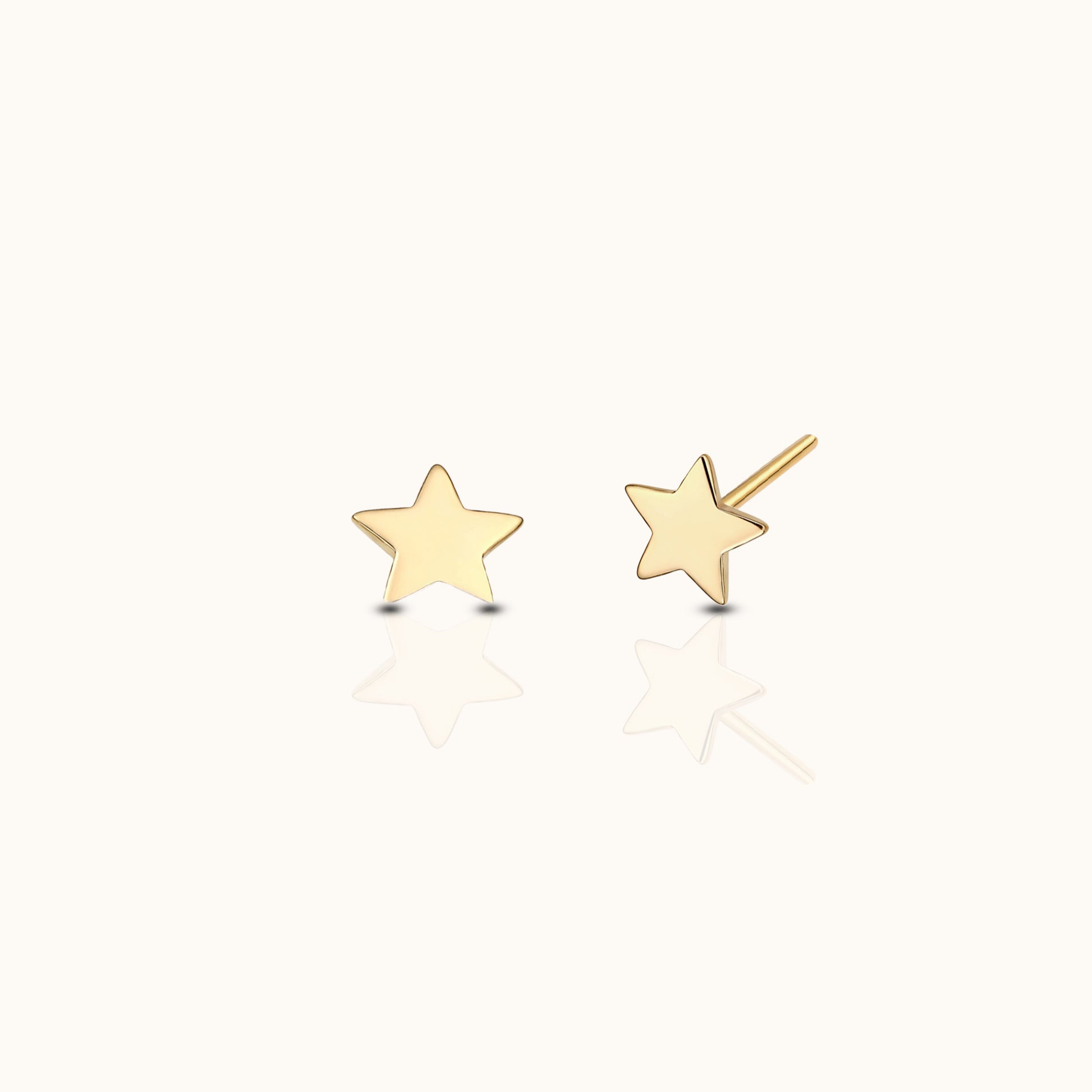 14K Solid Gold Petite Star Celestial Threadless Labret Flat Back Nap Earring by Doviana