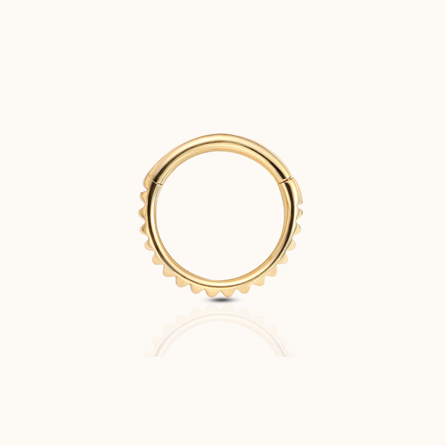 14K Solid Gold Pyramid Edgy Gear Clicker Nap Hoop Earring by Doviana