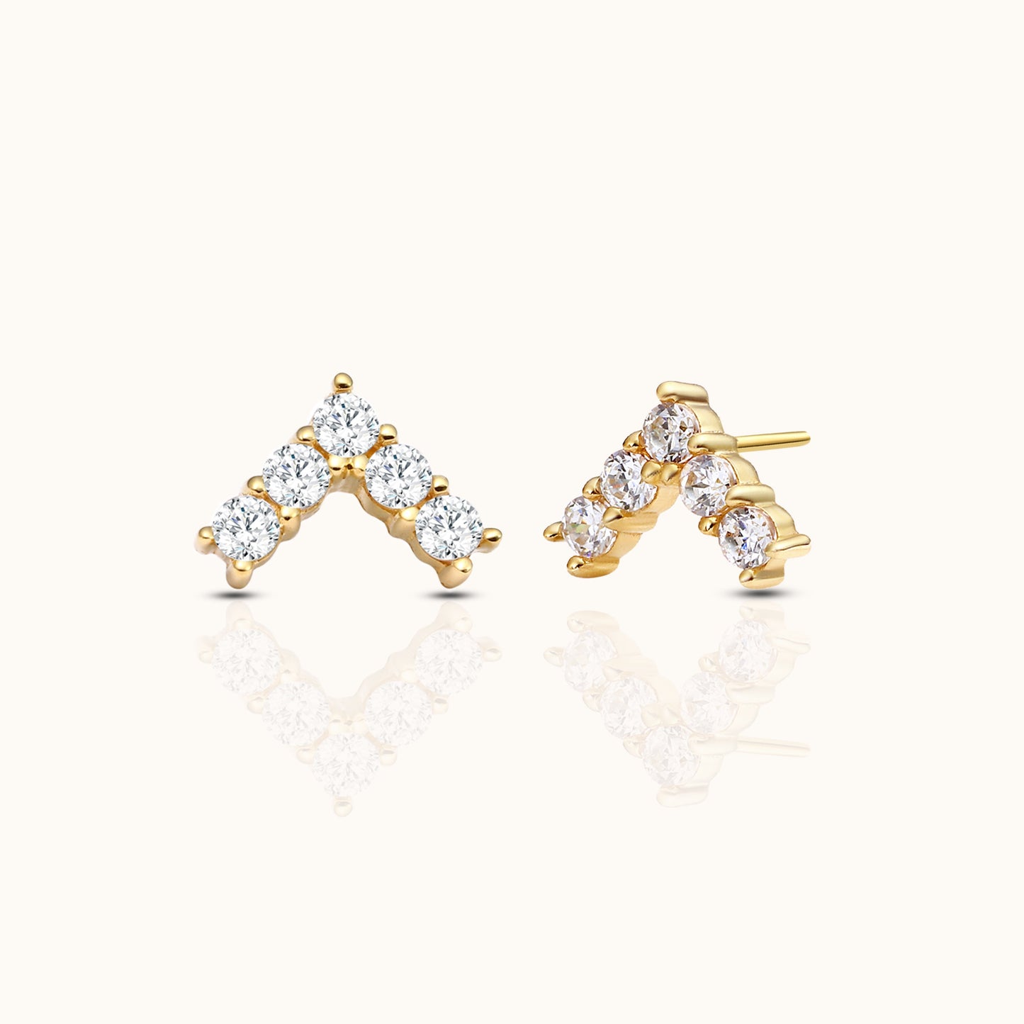 14K Solid Gold Right Angle CZ Threadless Labret Flat Back Nap Earring by Doviana