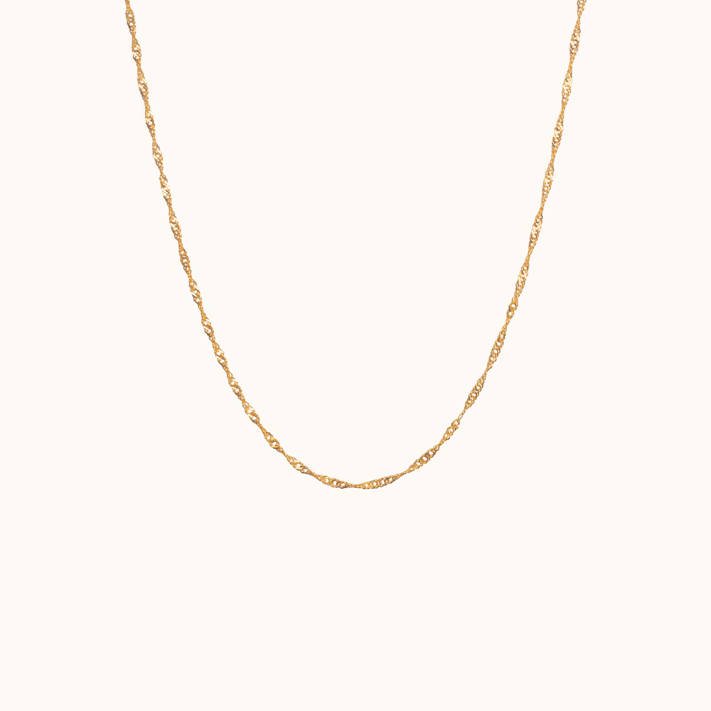 14K Solid Gold Dainty Twisted Singapore Chain Necklace by Doviana