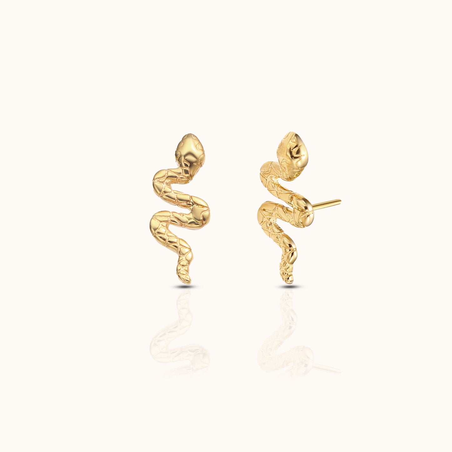 14K Solid Gold Snake Threadless Labret Flat Back Earring