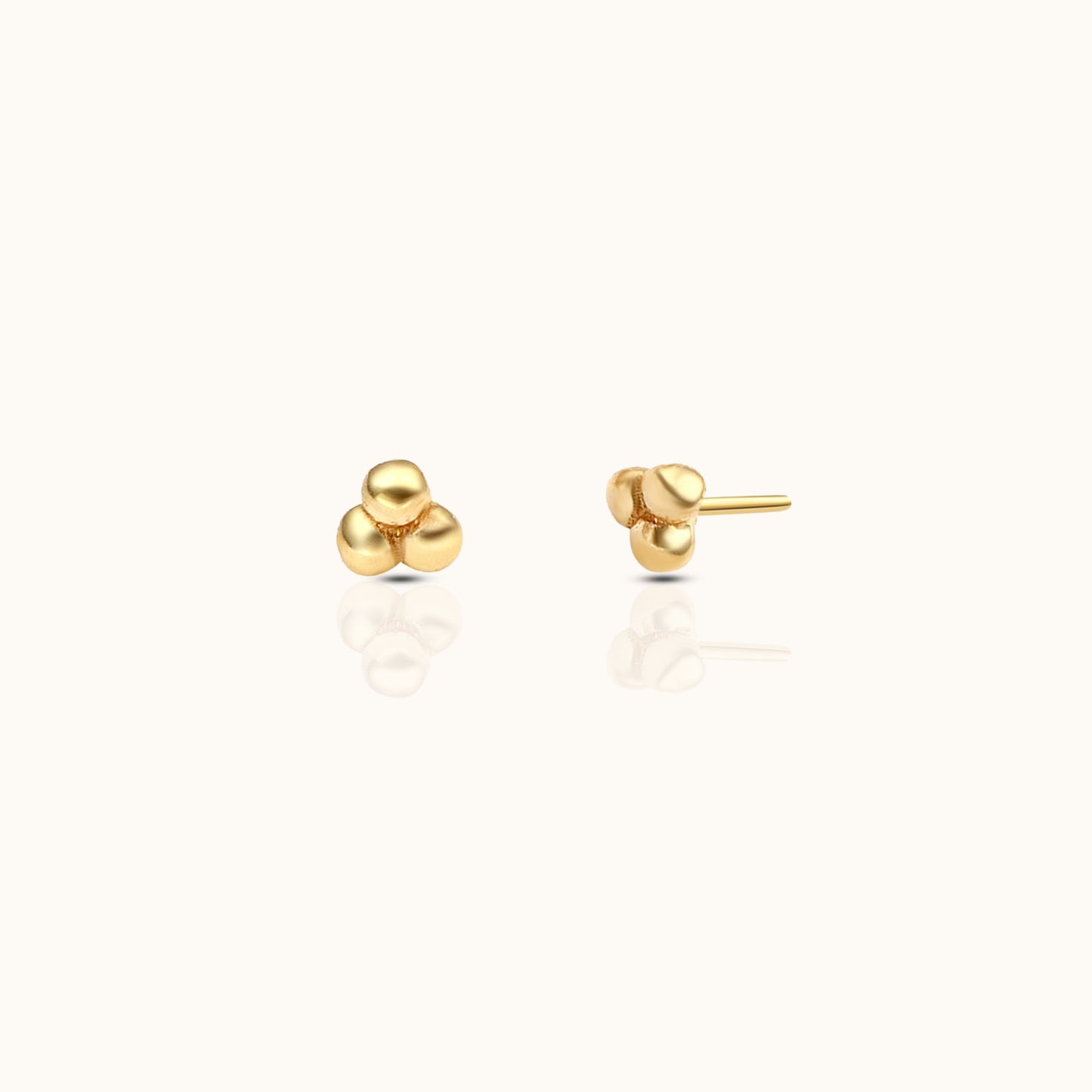 14K Solid Gold Tri Dots Threadless Labret Flat Back Nap Earring by Doviana