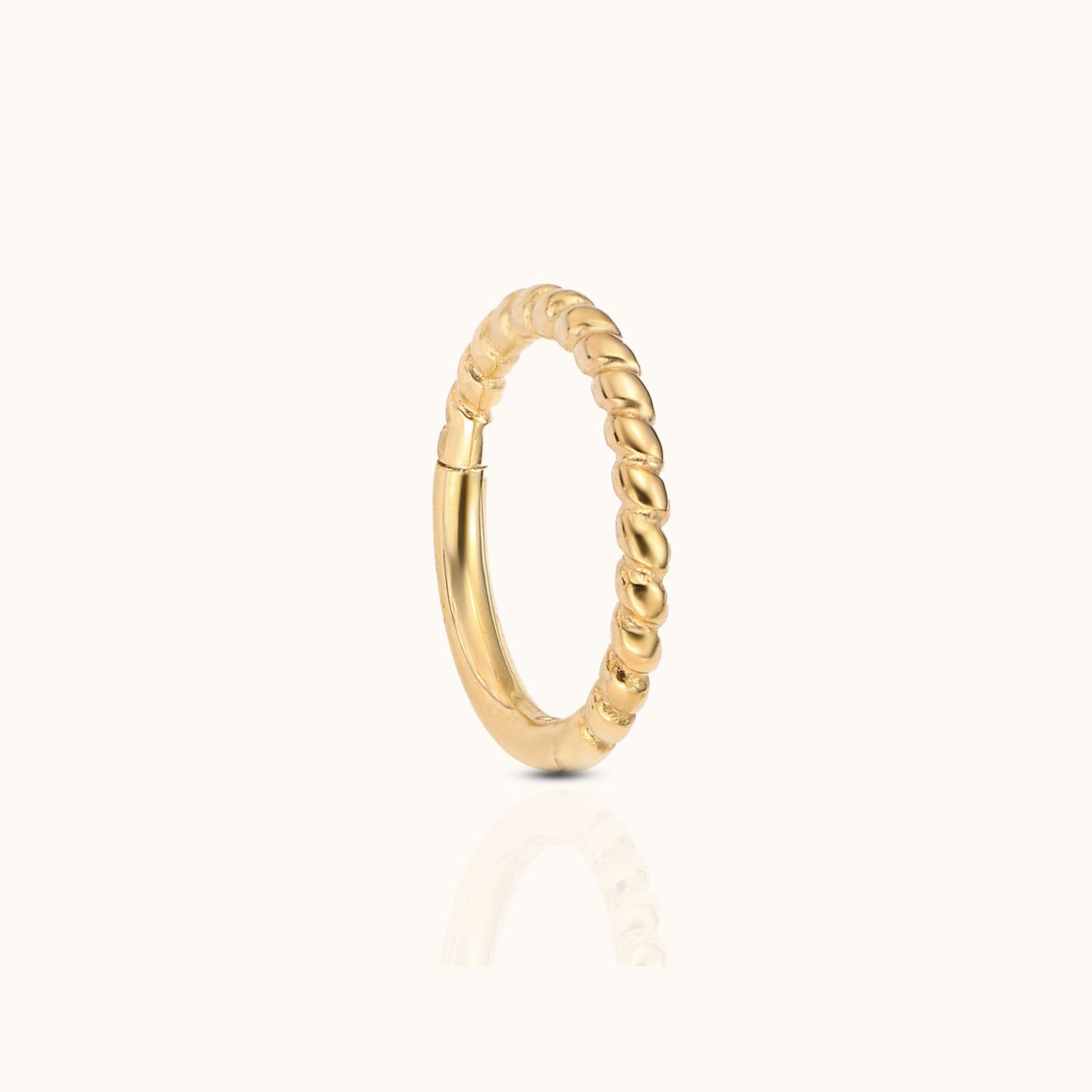 Classic 14K Solid Gold Twisted Clicker 10mm Nap Hoop Earring by Doviana