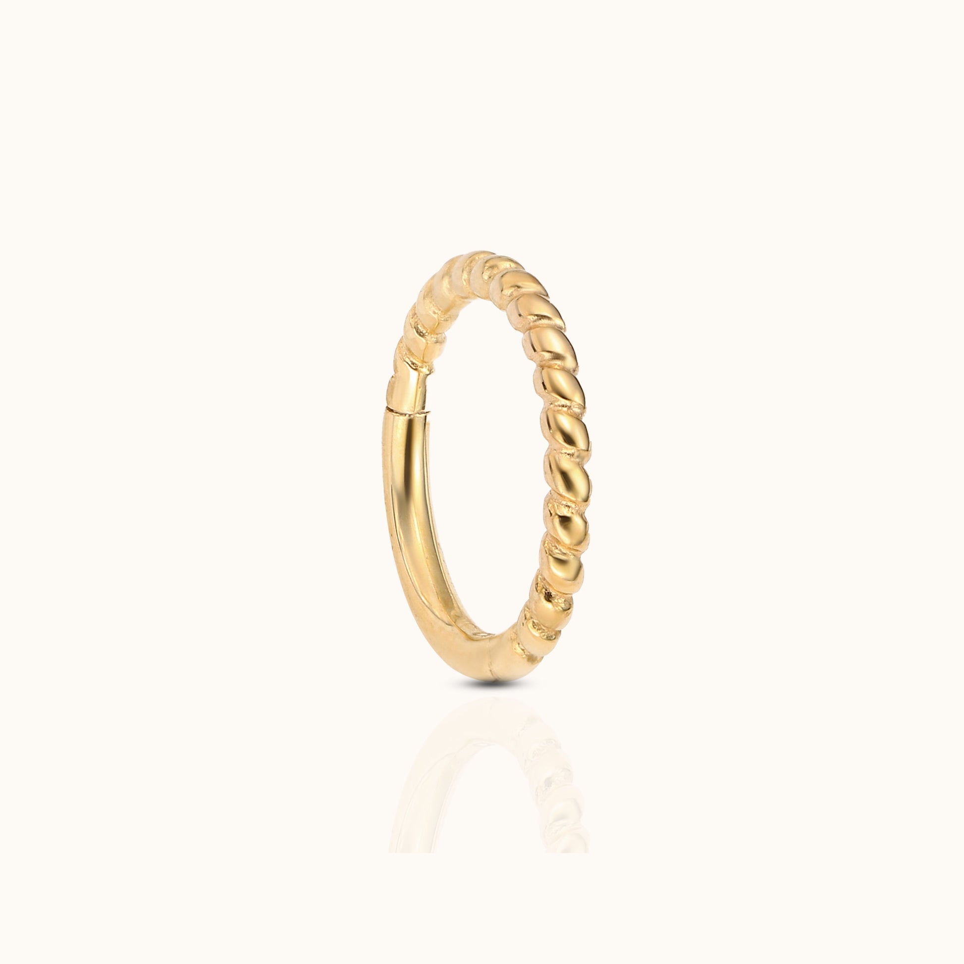 Classic 14K Solid Gold Twisted Clicker 10mm Nap Hoop Earring by Doviana