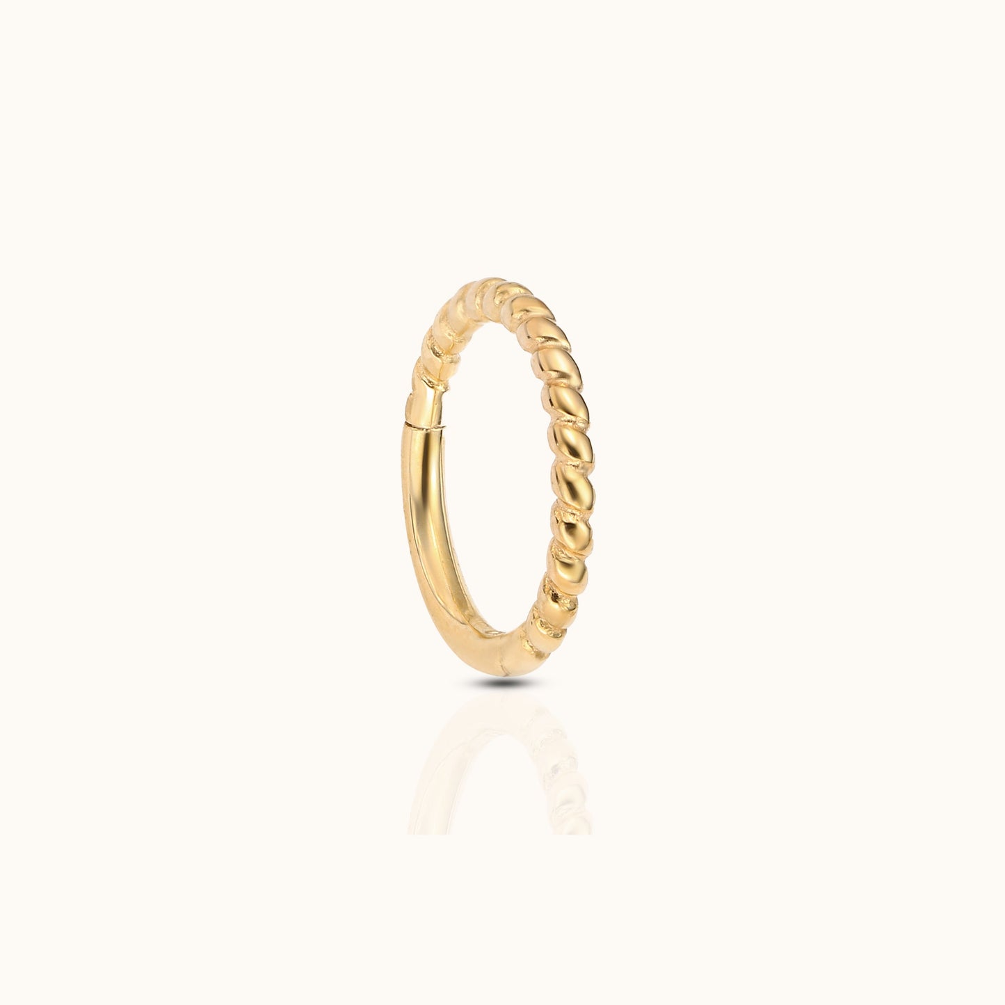 14K Solid Gold Twisted Clicker 8mm Nap Hoop Earring by Doviana