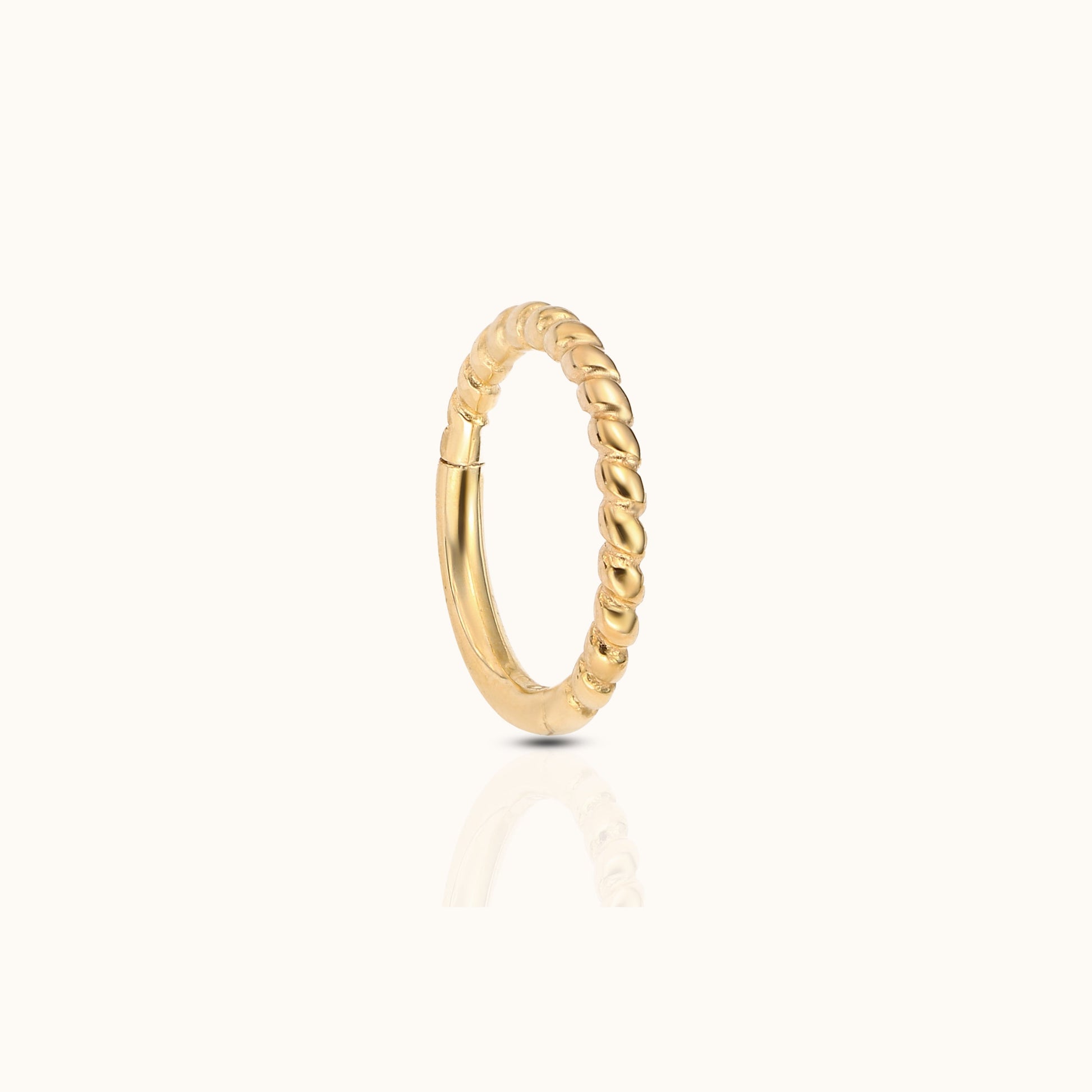 14K Solid Gold Twisted Clicker 8mm Nap Hoop Earring by Doviana