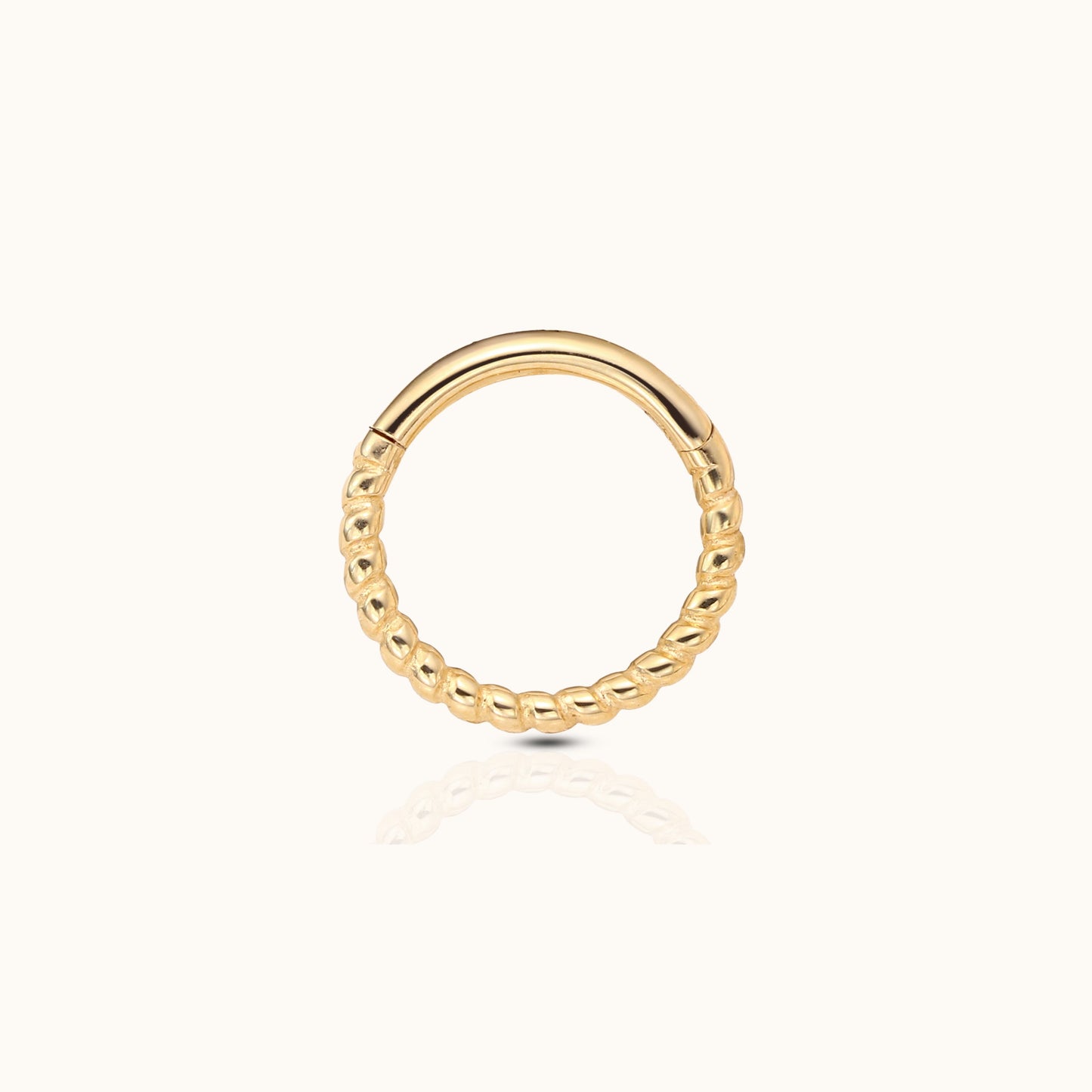 14K Solid Gold Twisted Clicker 8mm Nap Hoop Earring by Doviana