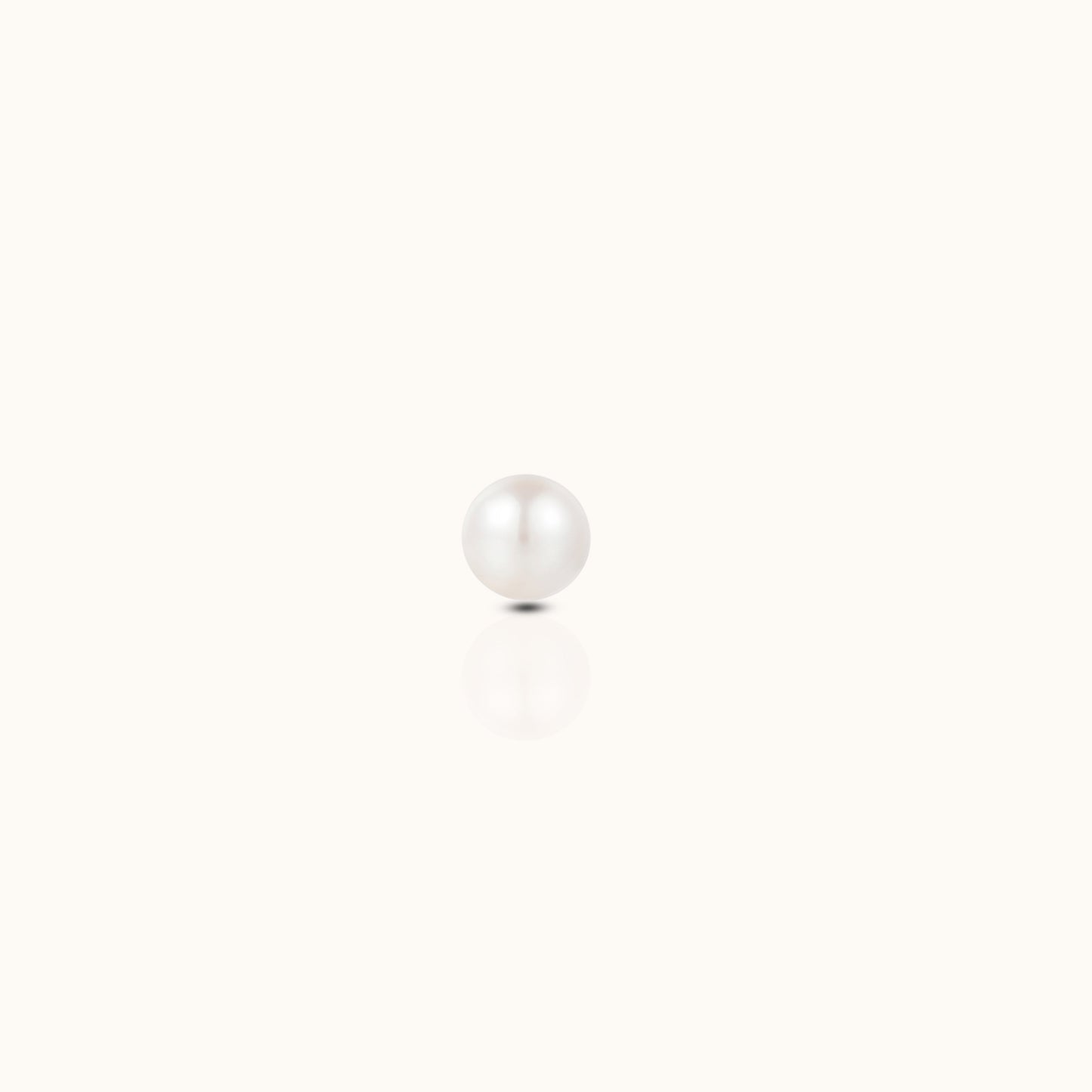 14K Solid Gold Natural Round Pearl Threadless Labret Flat Back Earring