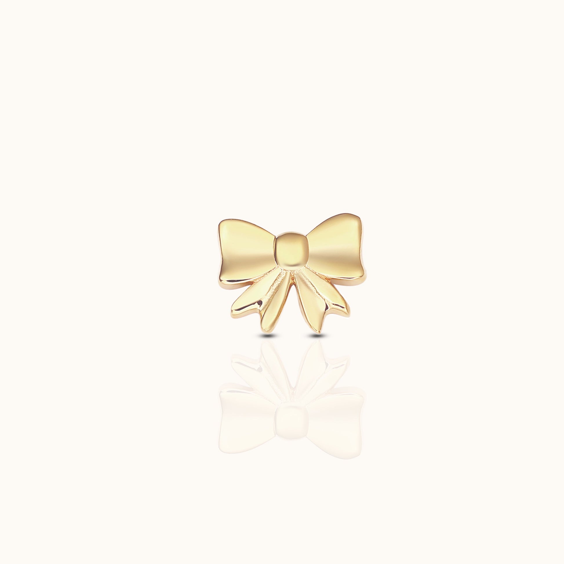 14K Solid Gold Petite Bow Threadless Labret Flat Back Earring by Doviana