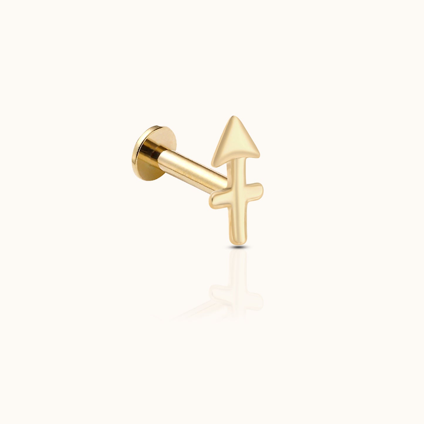 14K Solid Gold Sagitarius Dec Birth Fire Sign Zodiac Astrology Constellation Threadless Labret Flat Back Earring by Doviana