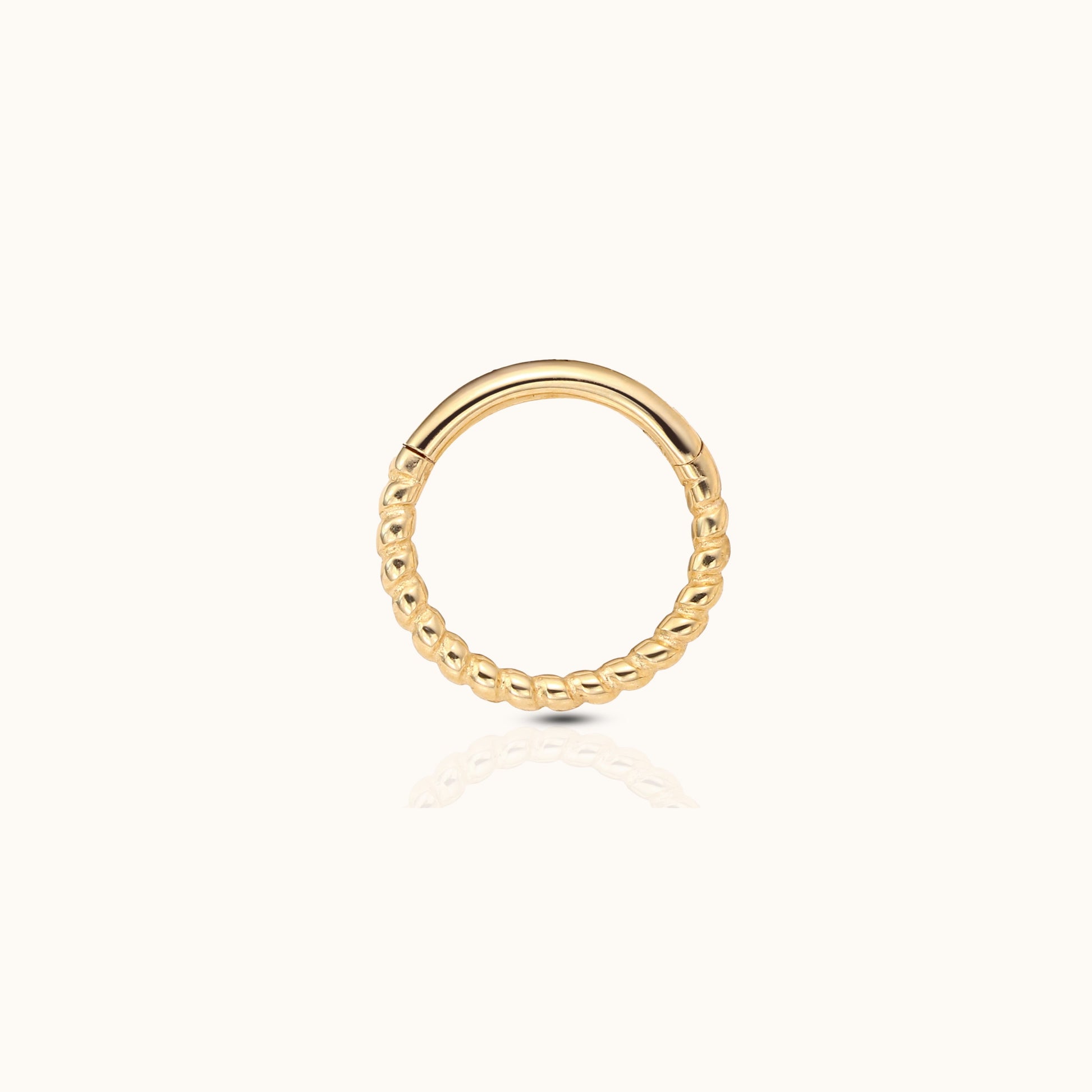 14K Solid Gold Twisted Clicker 6mm Nap Hoop Earring by Doviana