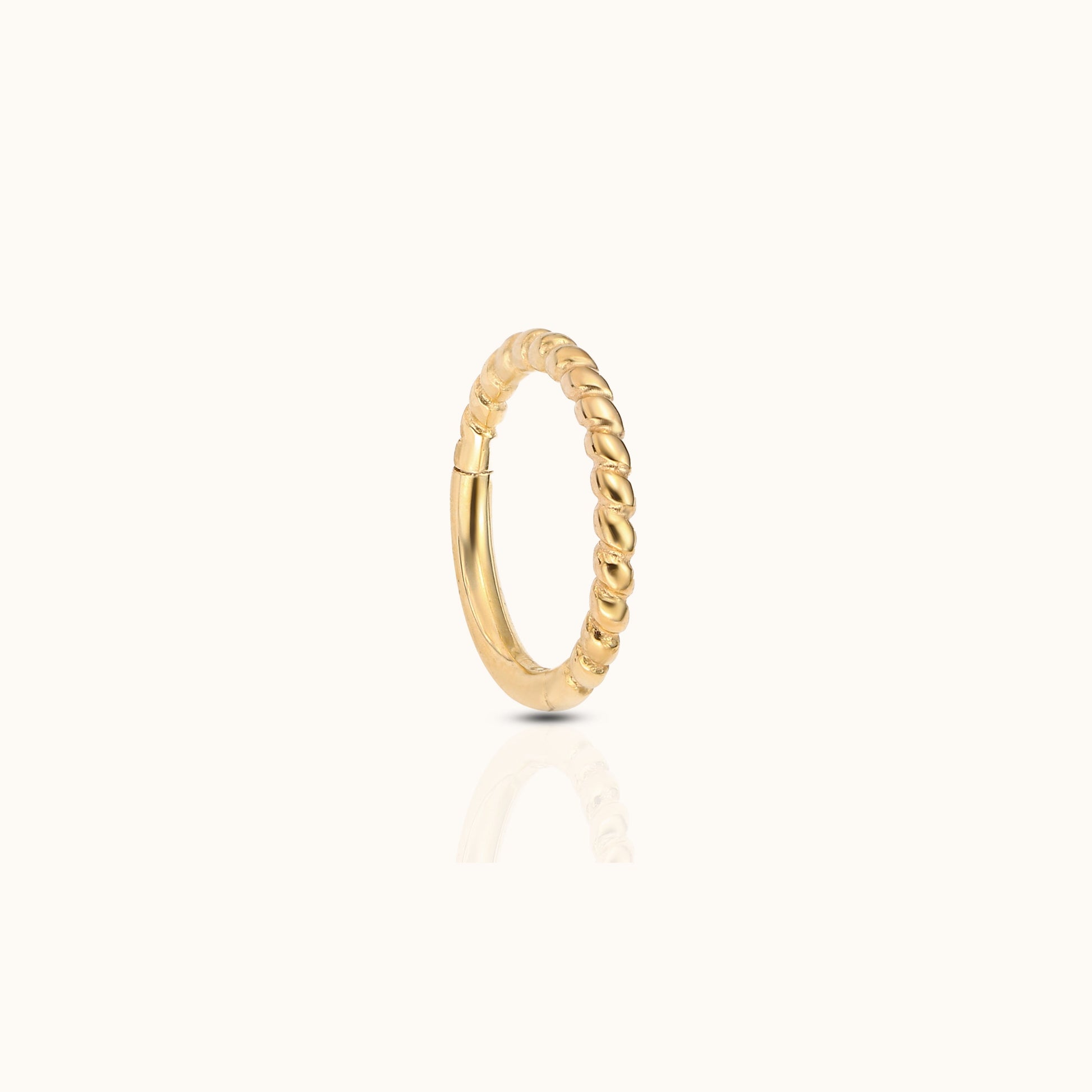 14K Solid Gold Twisted Clicker 6mm Nap Hoop Earring by Doviana