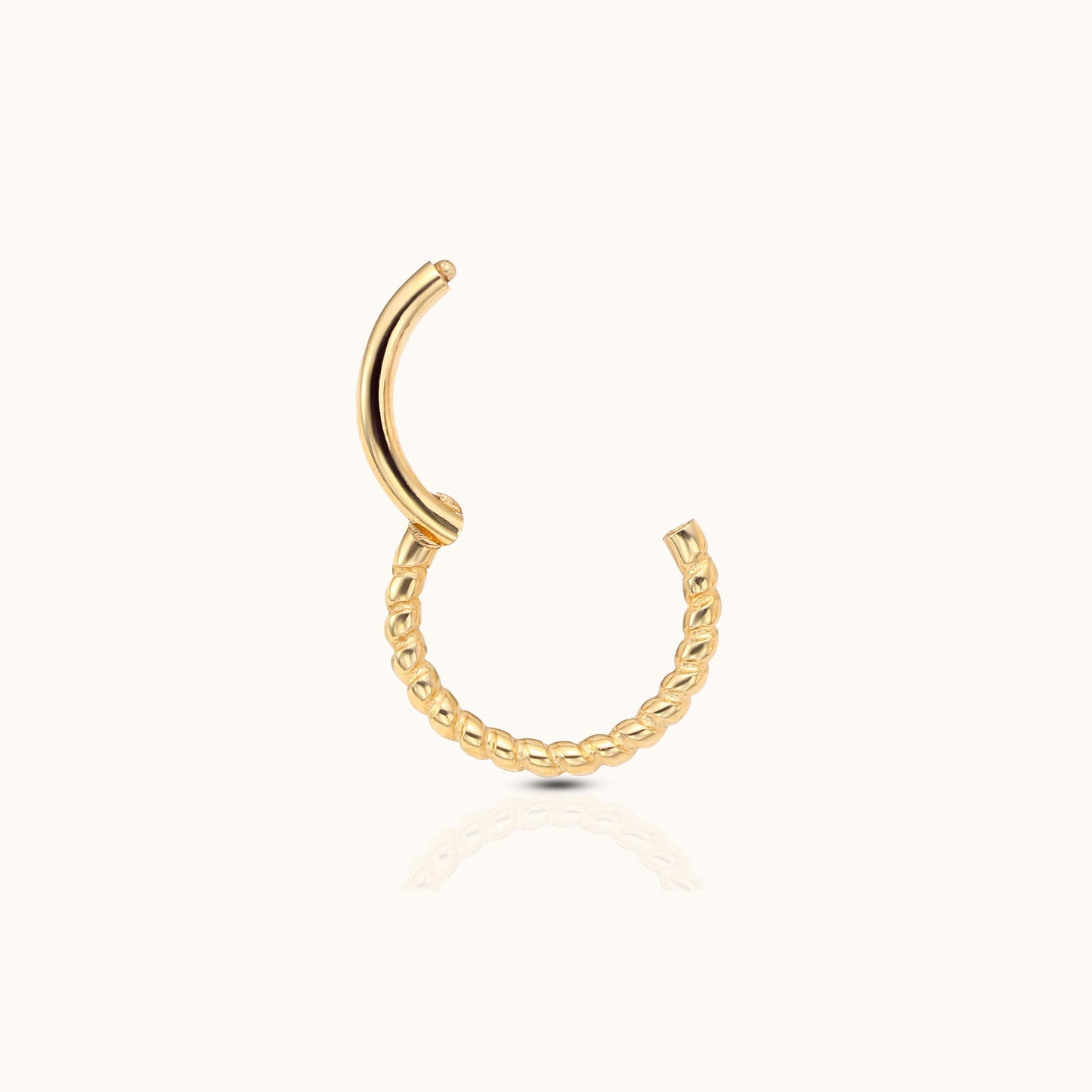 14K Solid Gold Twisted Clicker 6mm Nap Hoop Earring by Doviana