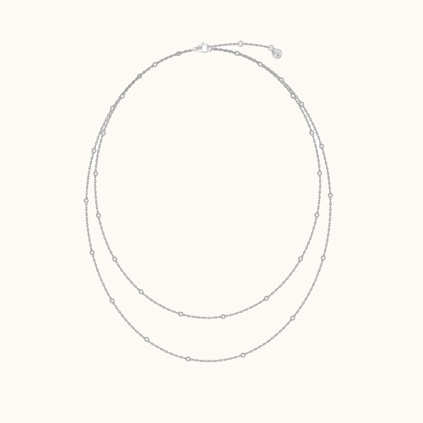 925 Sterling Silver 2 in 1 Double Layered Bead Necklace Set Summer Stacking Pieces by Doviana