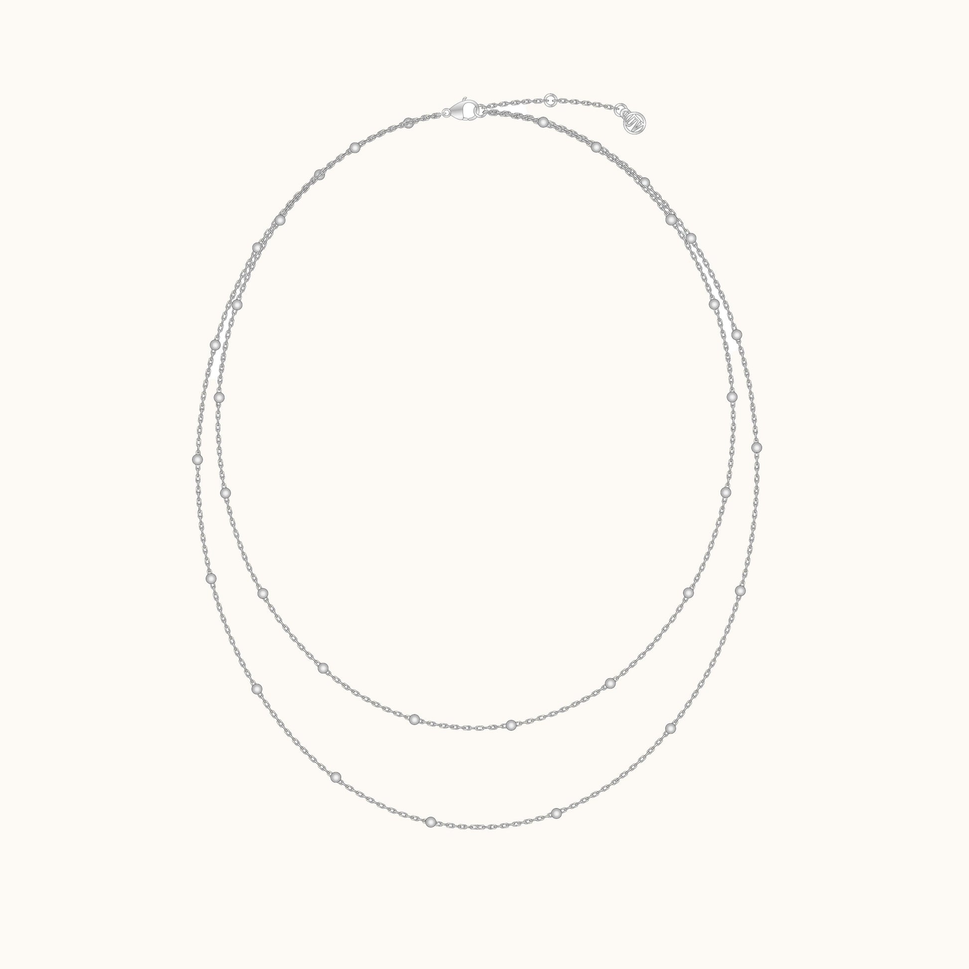 925 Sterling Silver 2 in 1 Double Layered Bead Necklace Set Summer Stacking Pieces by Doviana