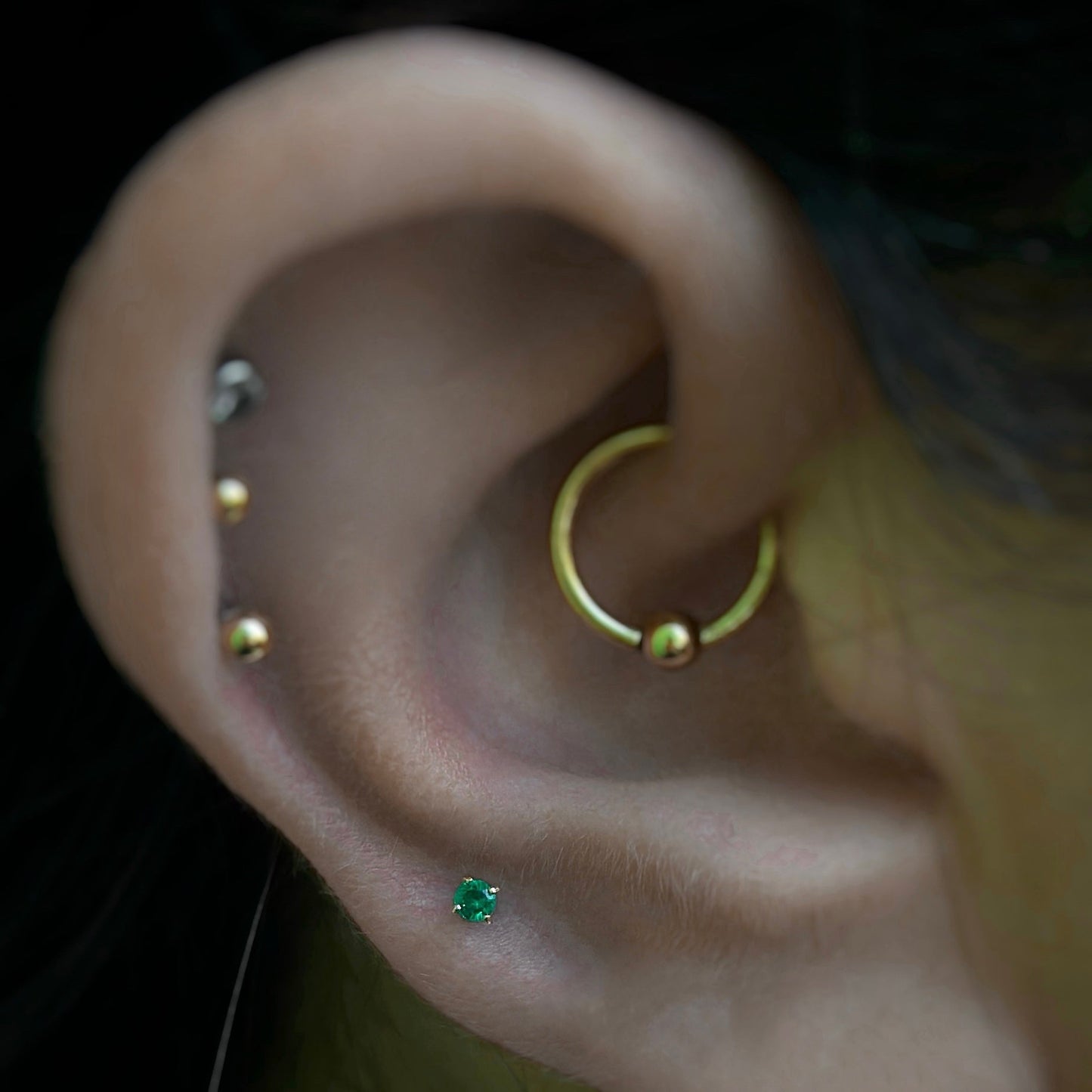 14K Solid Gold Ball Ring Orbital Daith Cartilage Seamless Hoop Earring