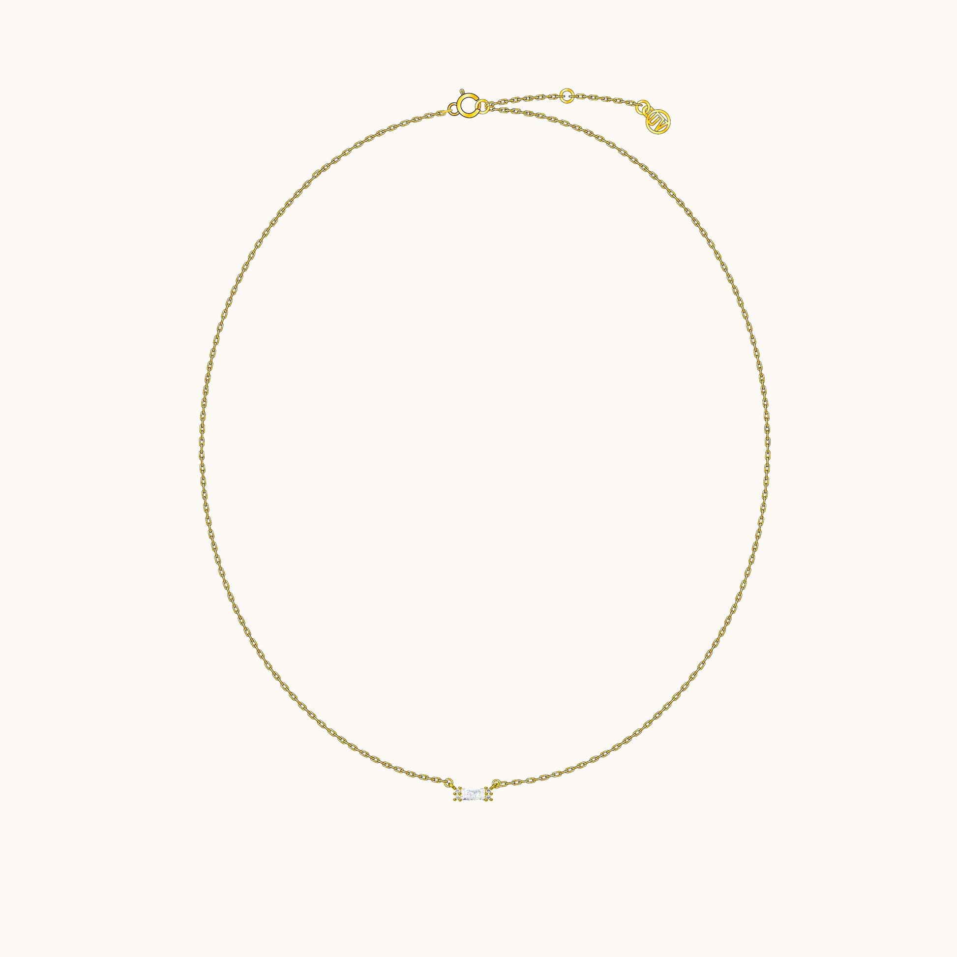 Gold Stacking CZ Pave Layered Bar Square Necklace with White Gem by Doviana