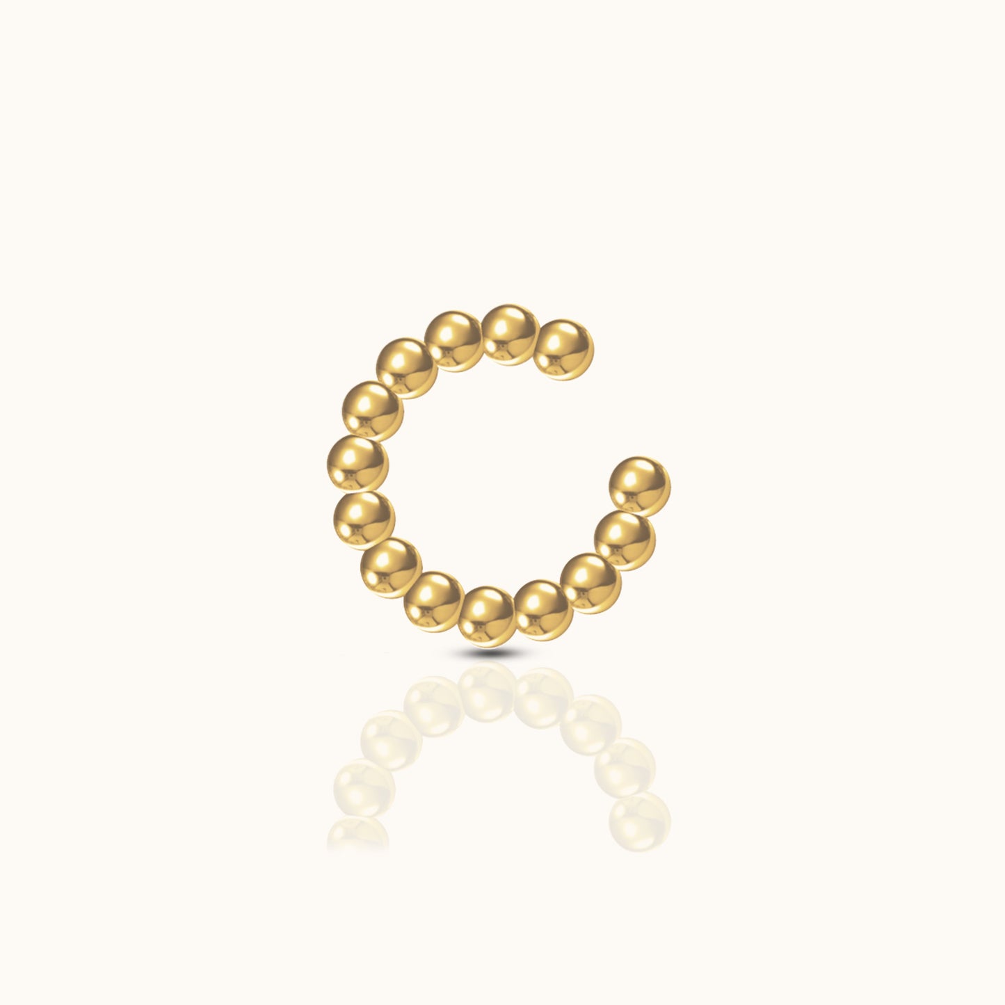 Single Beaded Ear Cuff 18K Gold Plated Adjustable Cartilage Fake Conch Piercing by Doviana