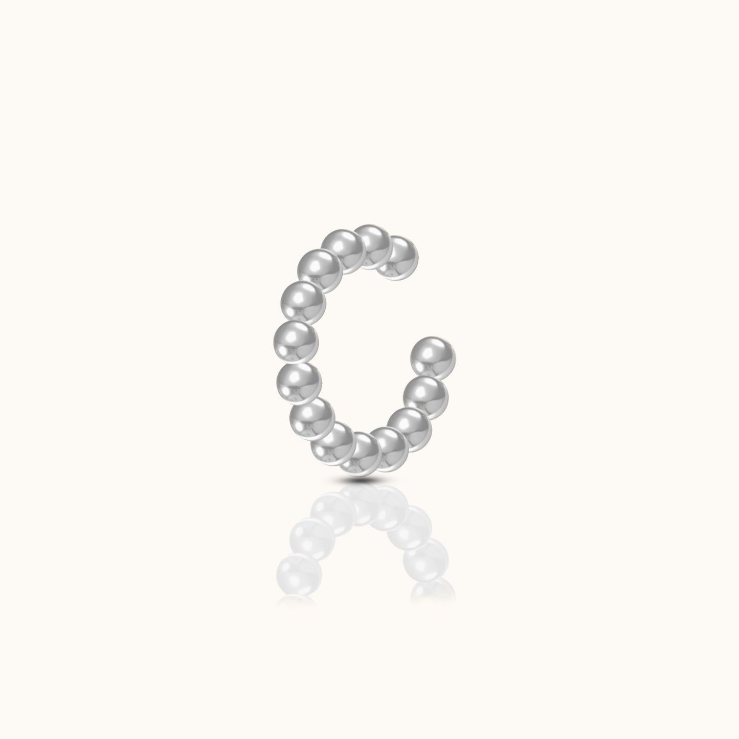 Single Beaded Ear Cuff 925 Sterling Silver Adjustable Cartilage Fake Conch Piercing by Doviana