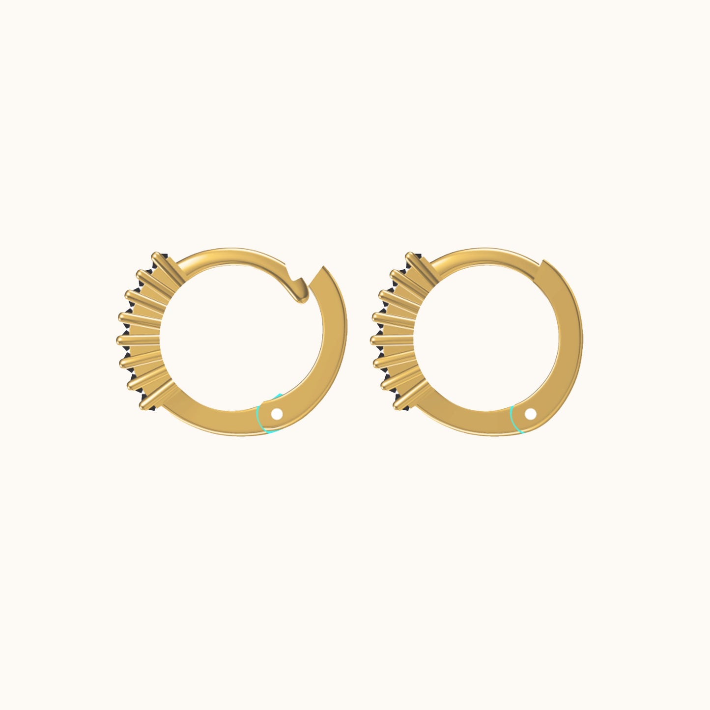 Black Baguette CZ Pave Mini Huggie Hoop Earrings Gift for Her 10mm 18K Gold Plated by Doviana