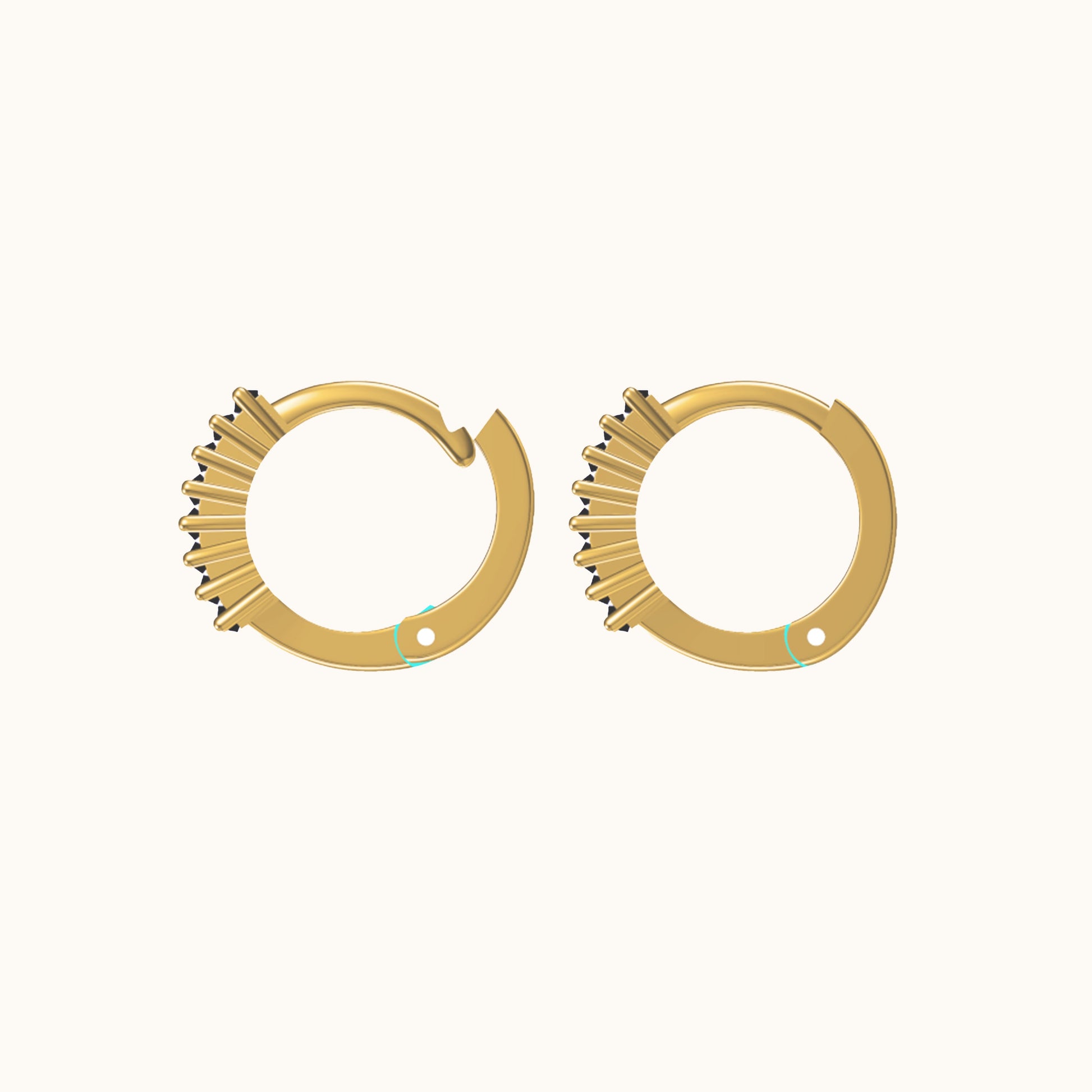 Black Baguette CZ Pave Mini Huggie Hoop Earrings Gift for Her 10mm 18K Gold Plated by Doviana