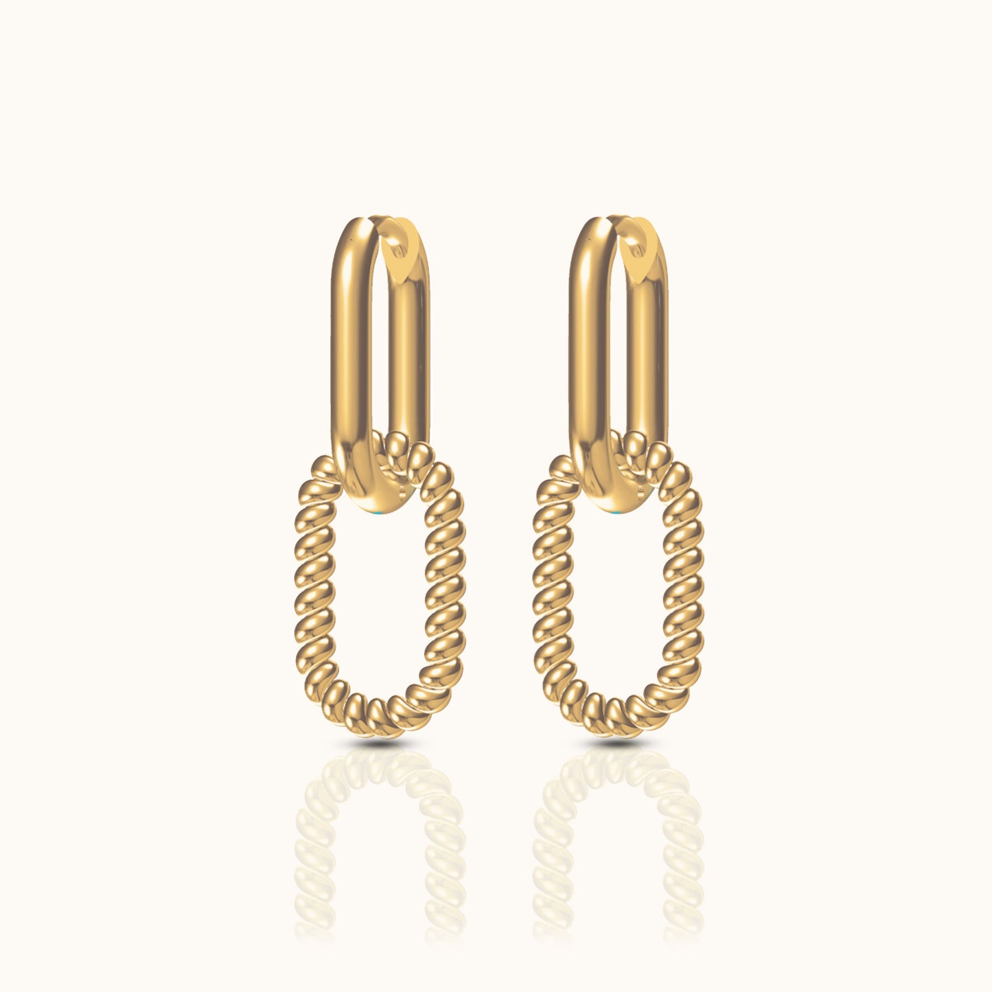 Paperclip Braided Link Chain Dangle Drop Gold Hoop Earrings Classic Minimal Vibe by Doviana