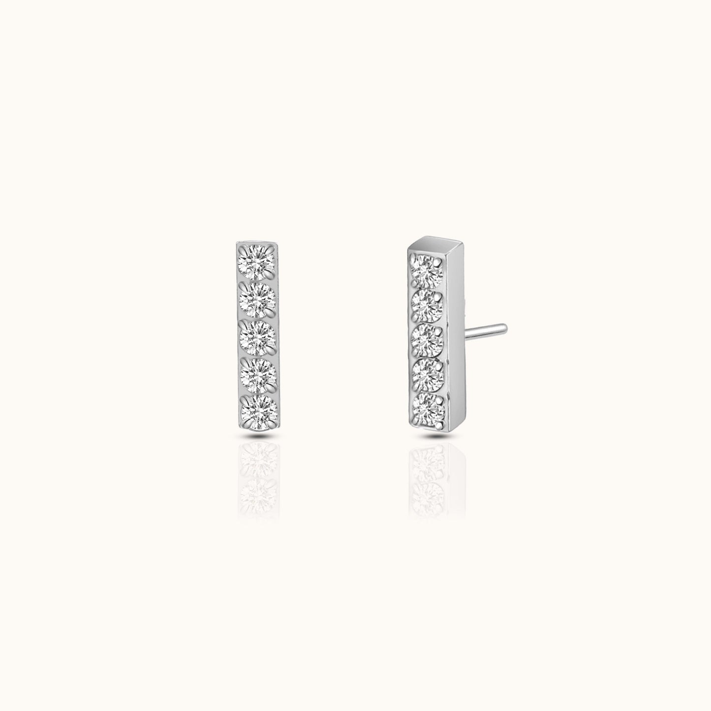 CZ Bar Threadless Labret Titanium Flat Back Nap Earring Stud Push Back by Doviana