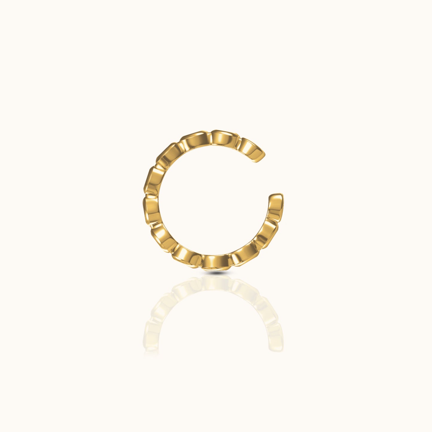 CZ Bezel Bead Ear Cuff Cubic Zirconia Gold Secure Cartilage Fake Piercing by Doviana