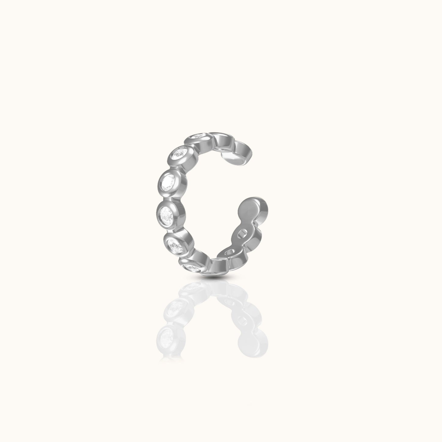 CZ Bezel Bead Silver Ear Cuff Cubic Zirconia Gold Secure Cartilage Fake Piercing 925 Sterling Silver by Doviana