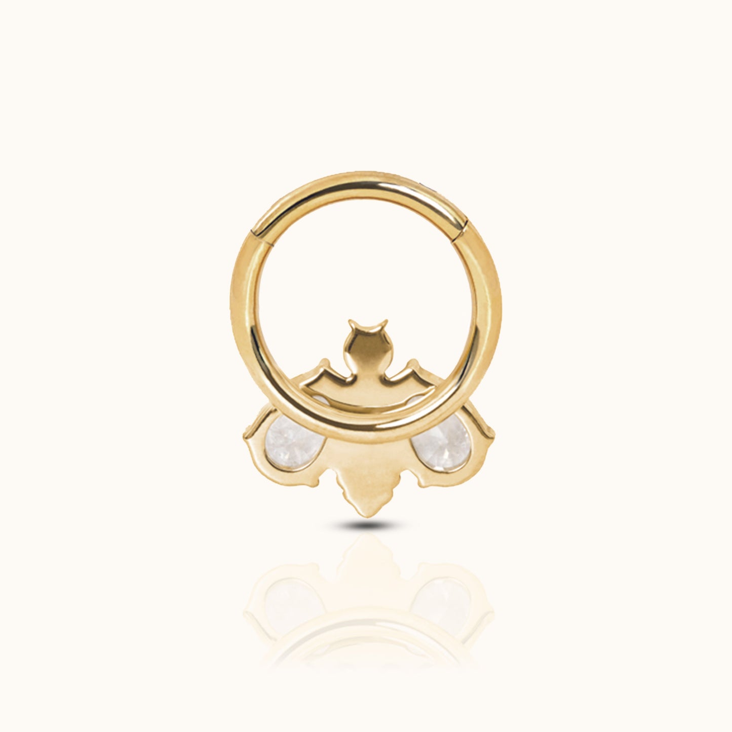 CZ Bee Clicker Titanium 18K Gold PVD Plating Hinged Nap Hoop Earring by Doviana