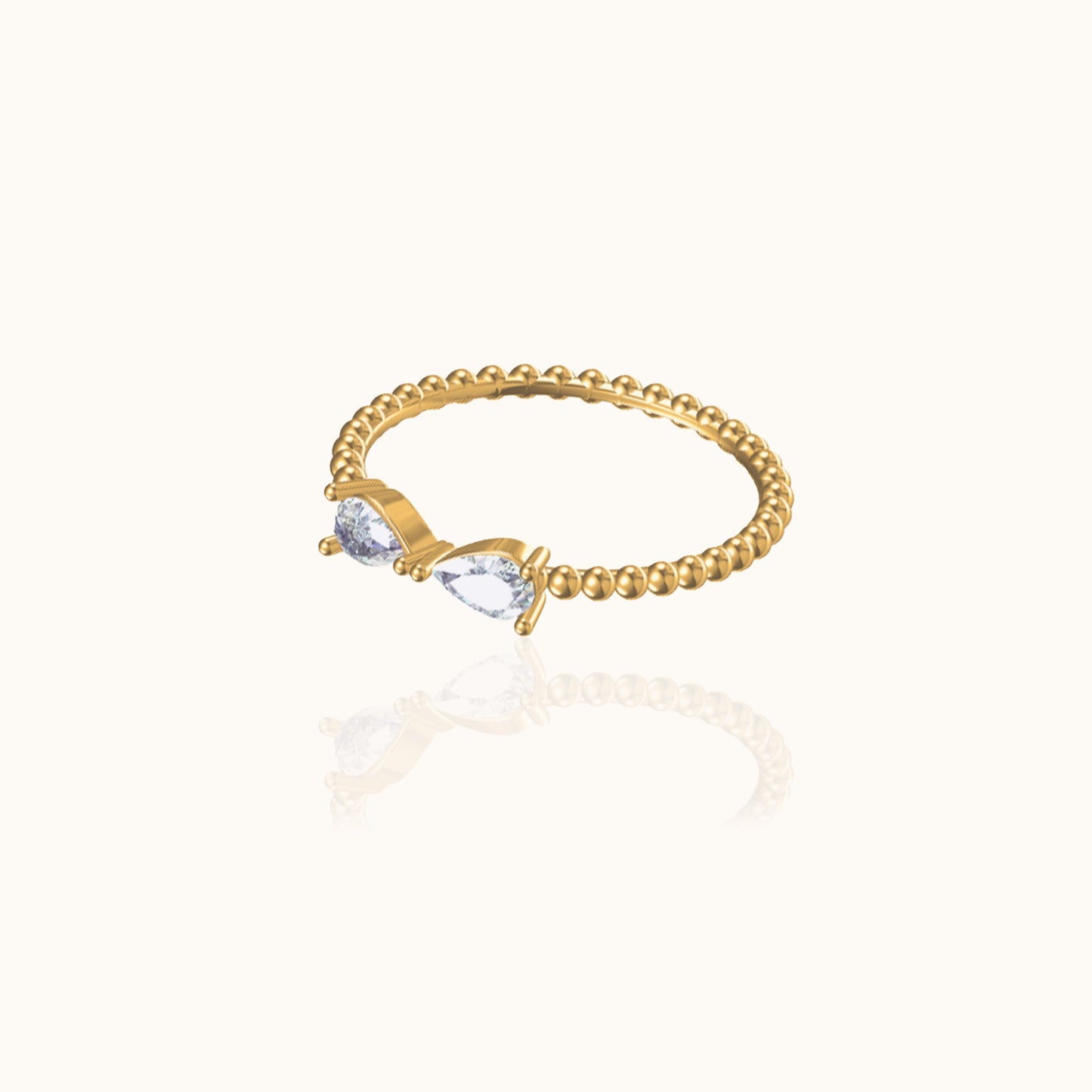Gold Dainty Tie Petite Infinity Knot Tiny White CZ Bow Bead Ring by Doviana