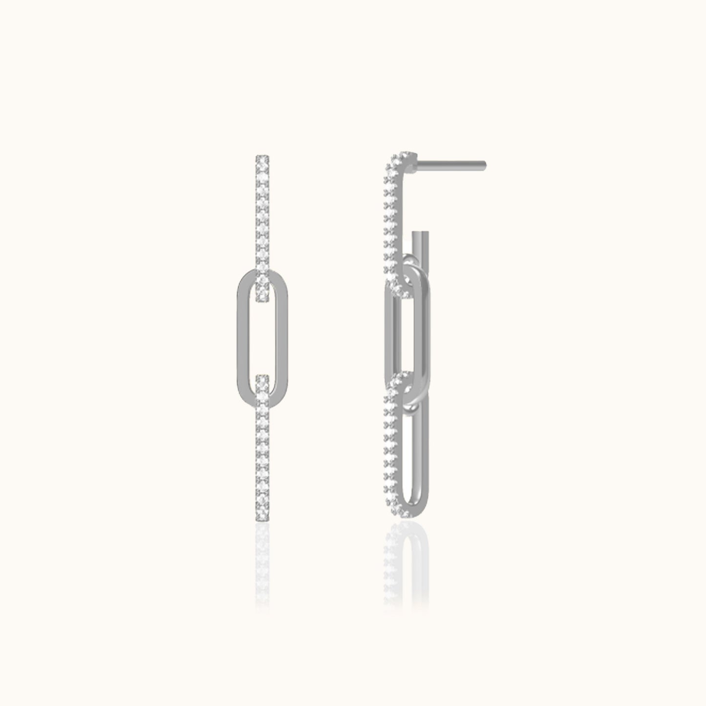 Classic 925 Sterling Silver CZ Link Chain Dangle Studs Affordable Statement Earrings by Doviana