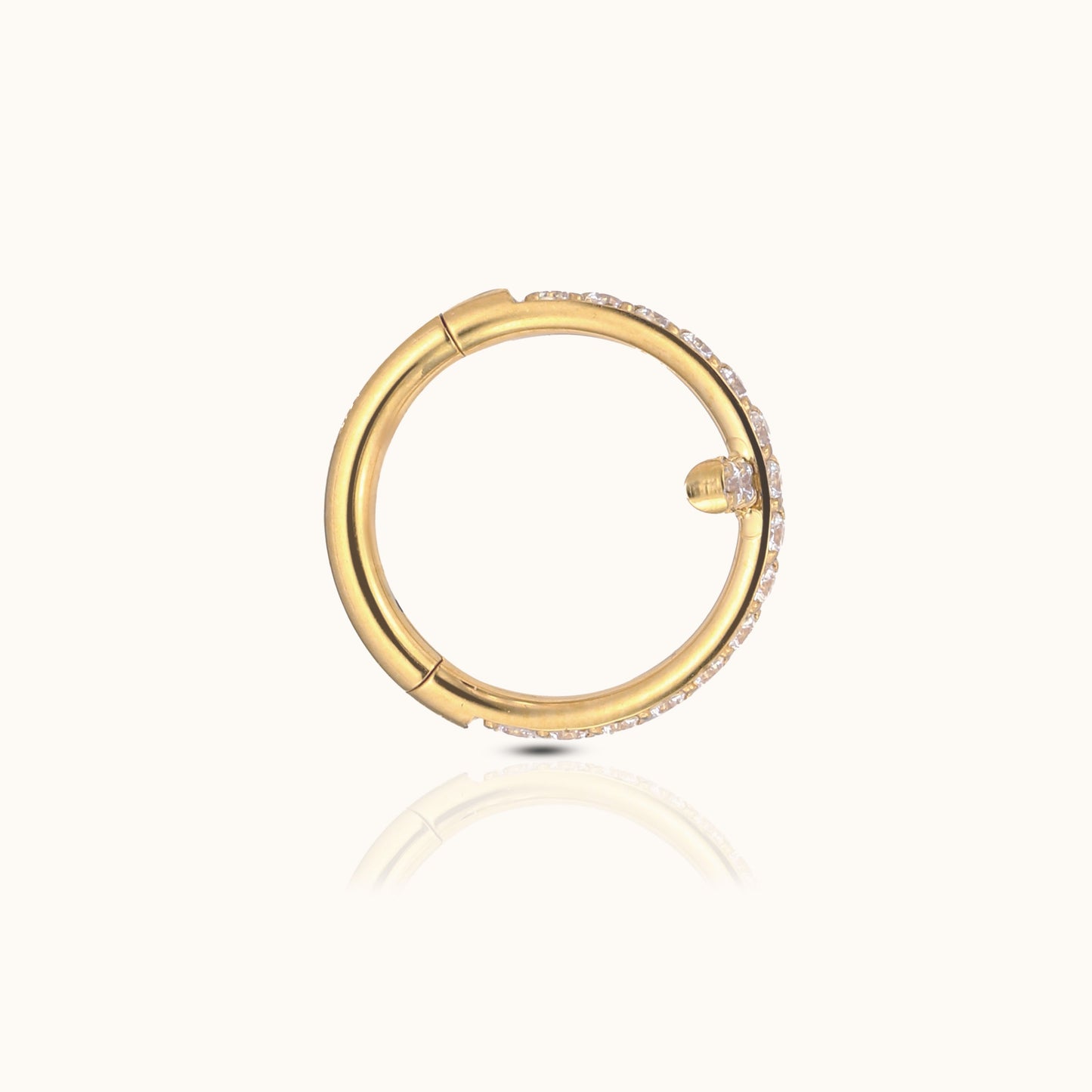 CZ Cross Clicker Titanium PVD 18K Gold Hinged Nap Hoop Earring by Doviana