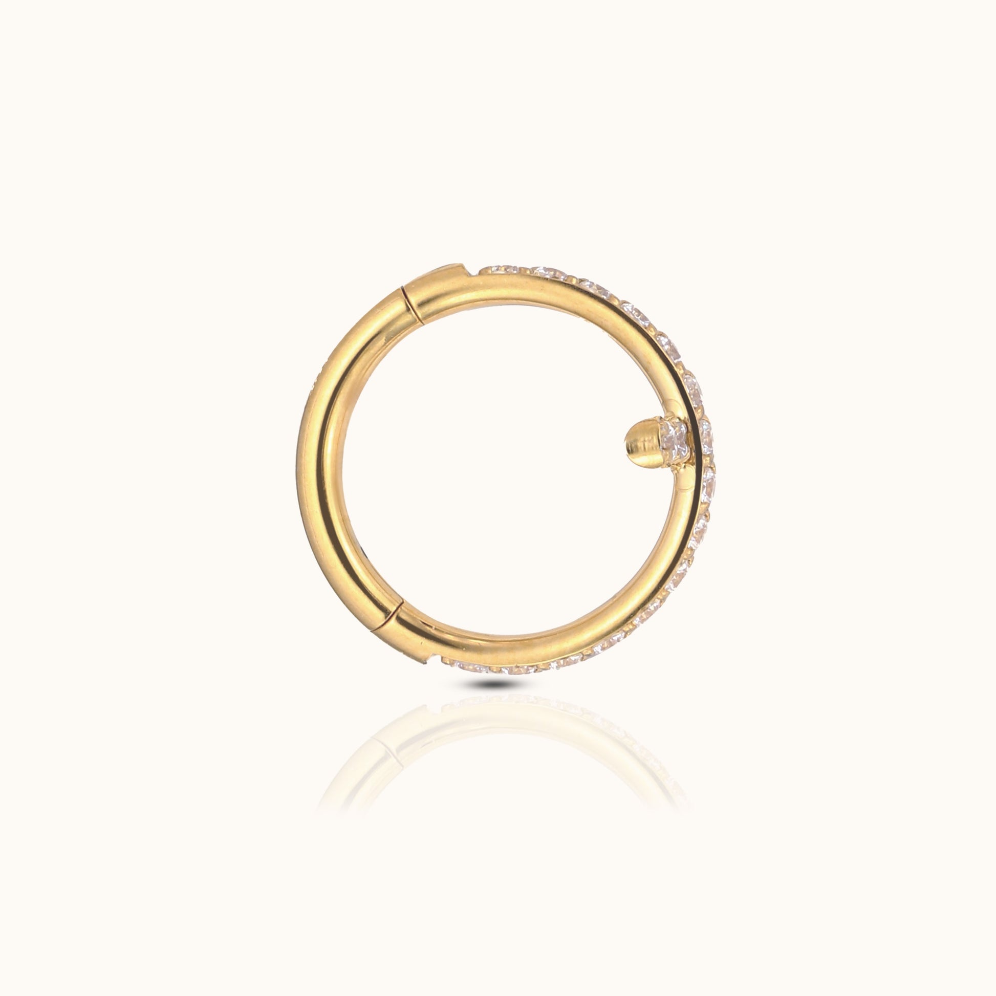 CZ Cross Clicker Titanium PVD 18K Gold Hinged Nap Hoop Earring by Doviana