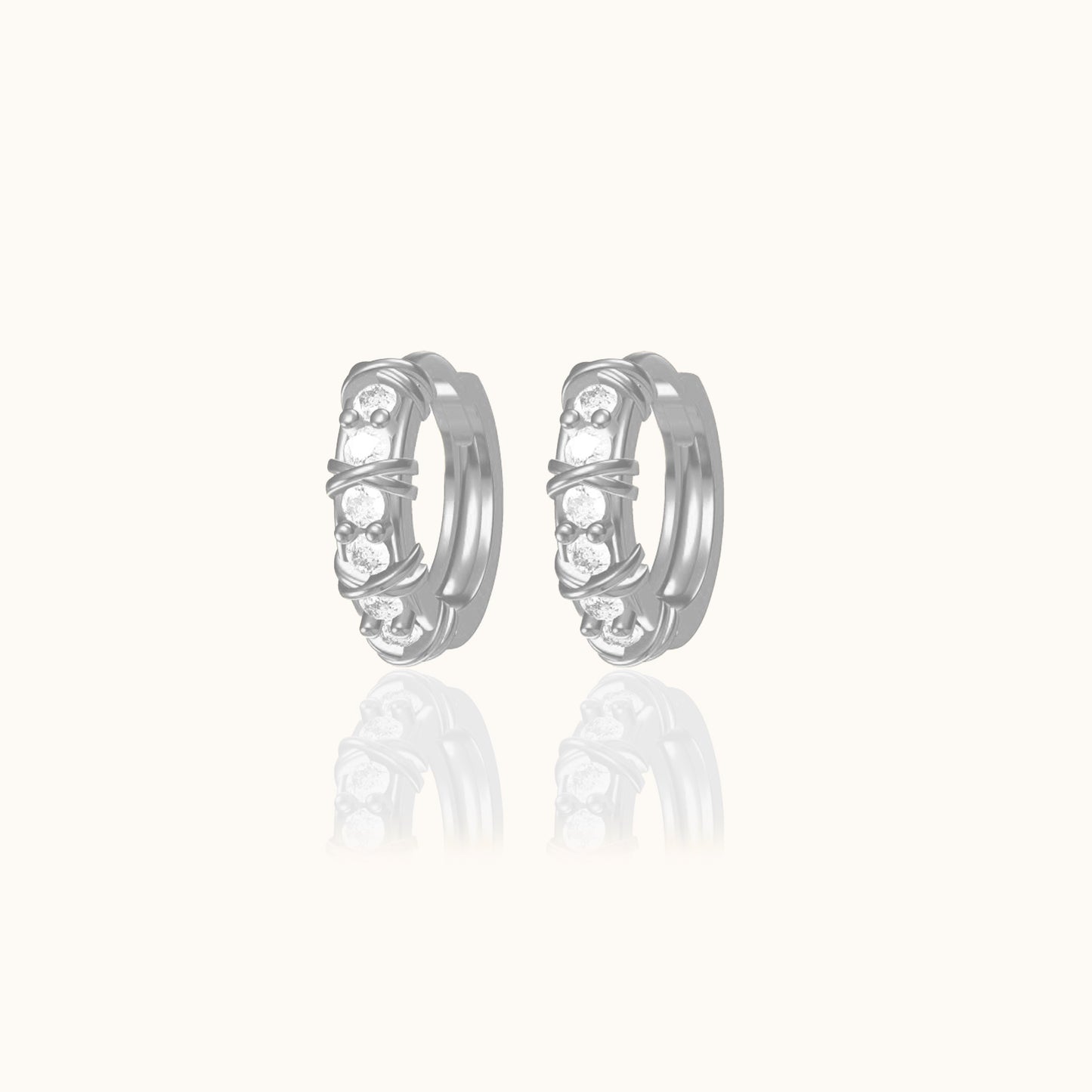 Victorian Vintage Style Diamond Pave CZ 925 Sterling Silver Gothic Hoop Earrings by Doviana