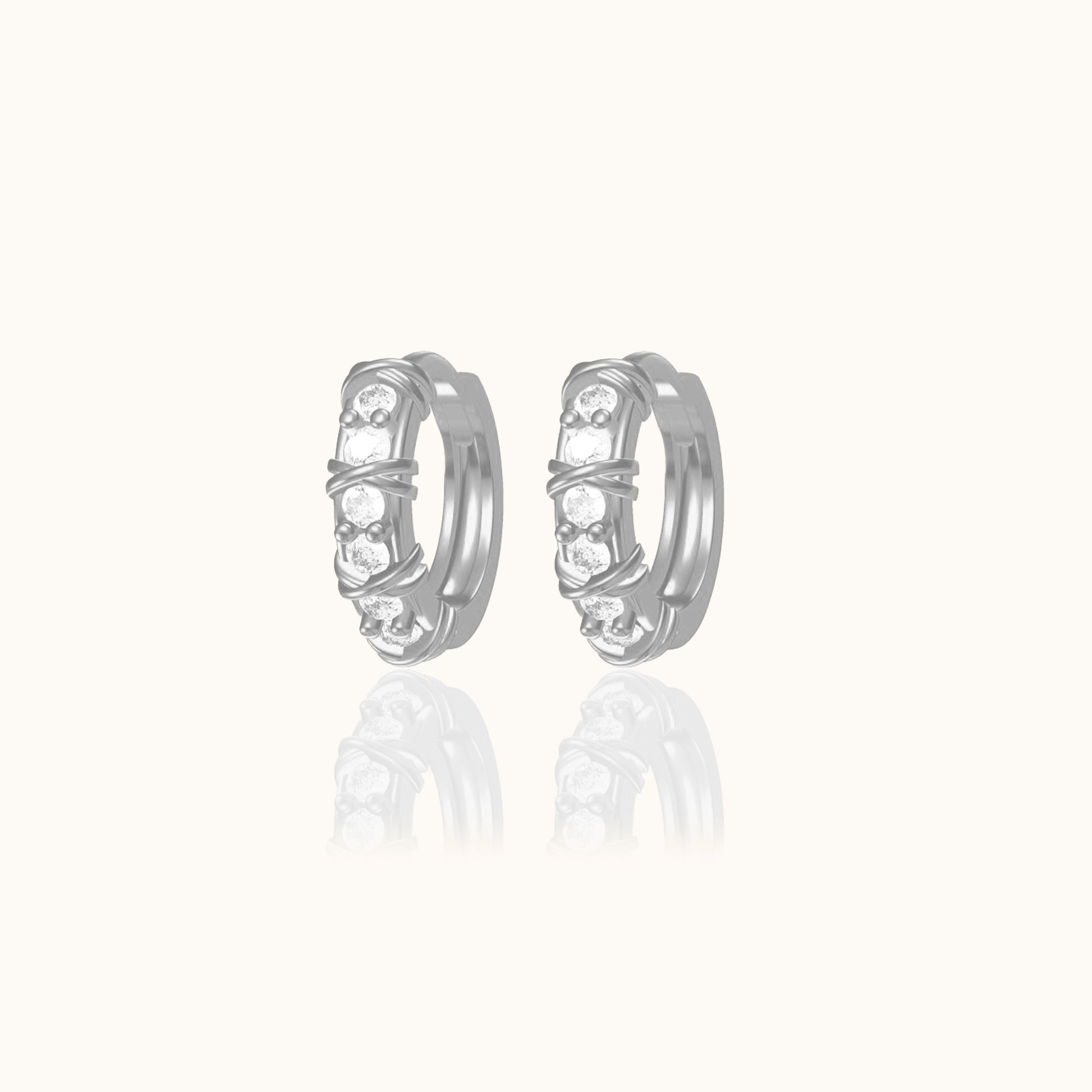 Victorian Vintage Style Diamond Pave CZ 925 Sterling Silver Gothic Hoop Earrings by Doviana