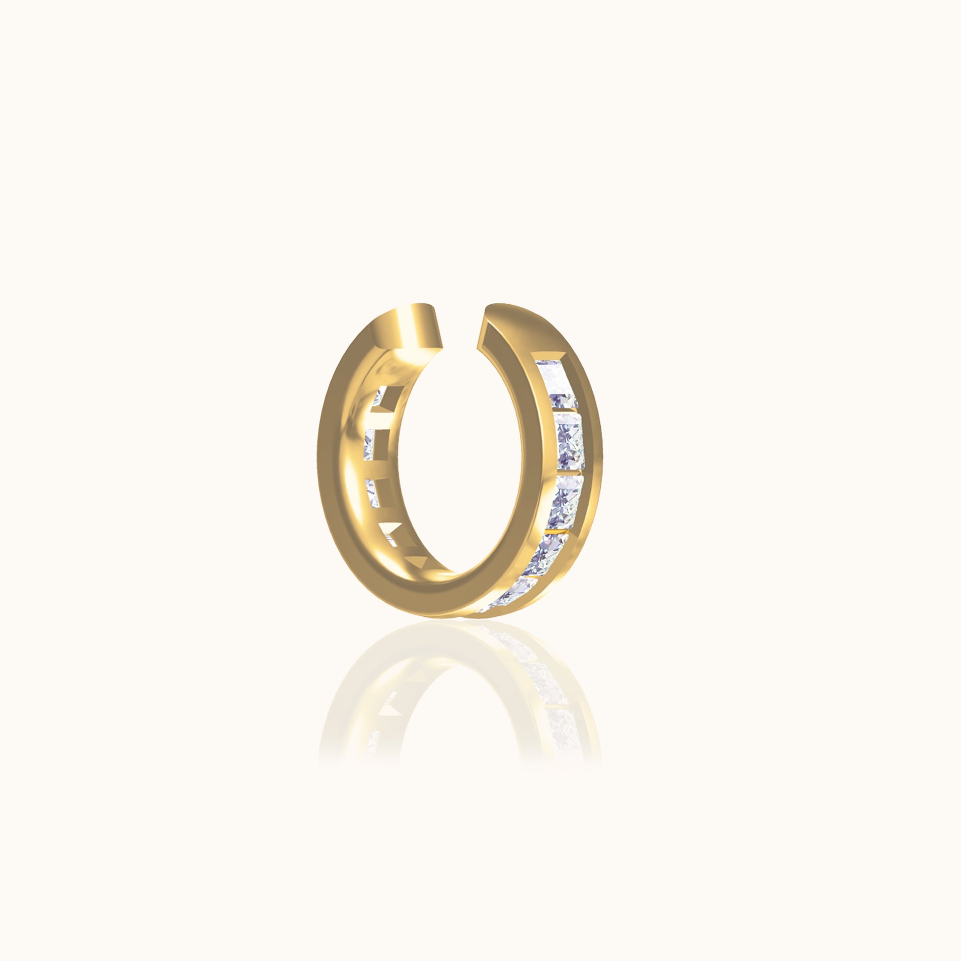 Gold Baguette CZ Embellished Ear Cuff Secure Helix Cartilage Fake Piercing by Doviana